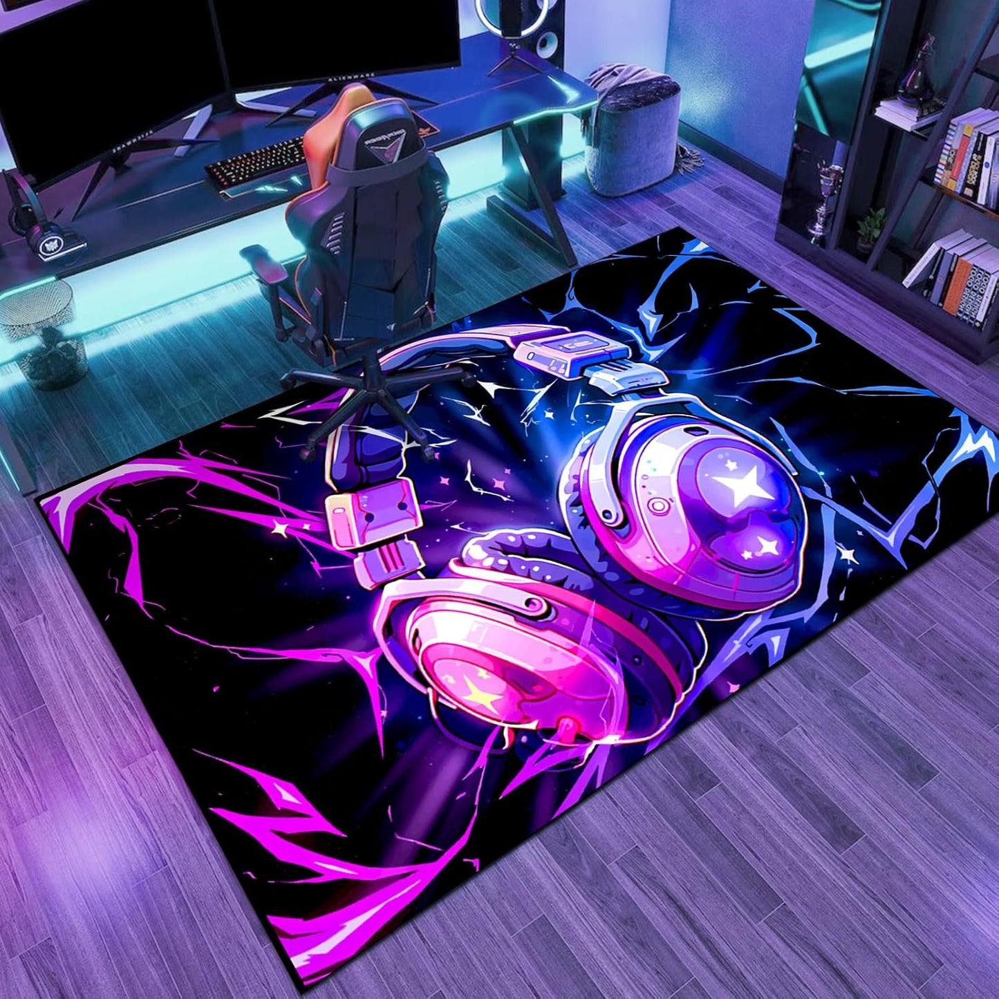 Game Headset Design Gamer Rug - Cool Microphone Decor