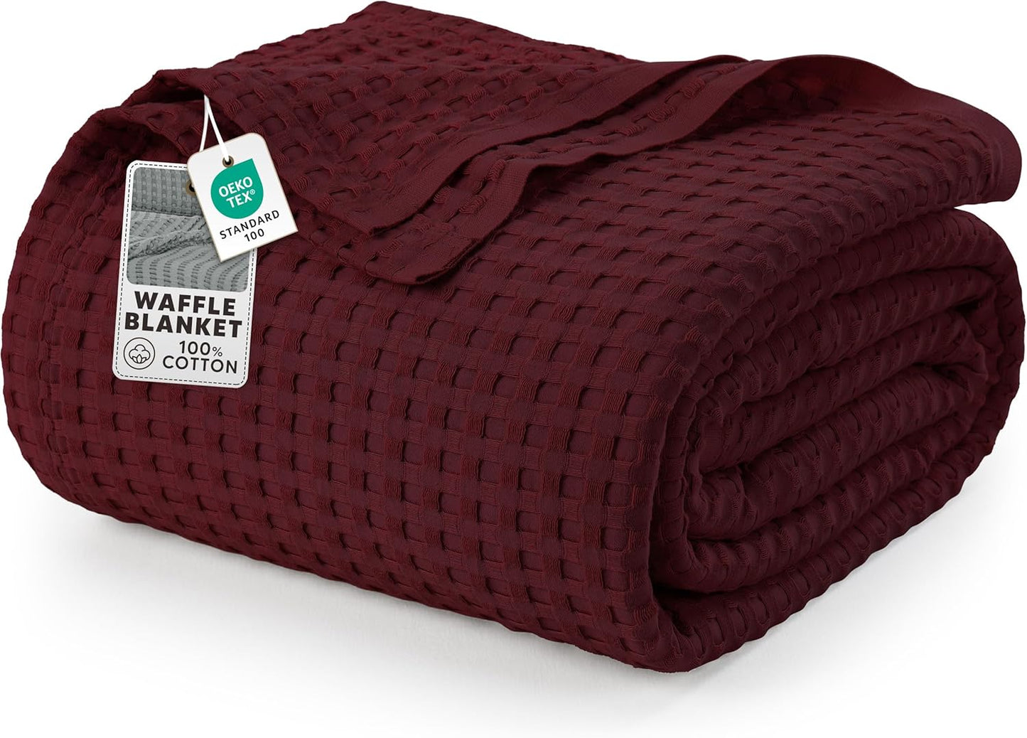 Utopia Bedding Burgundy 100% Cotton Waffle Blanket for Comfort
