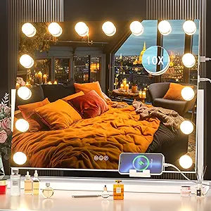 Hasipu Vanity Mirror with Lights: 22in x 18in Hollywood Style