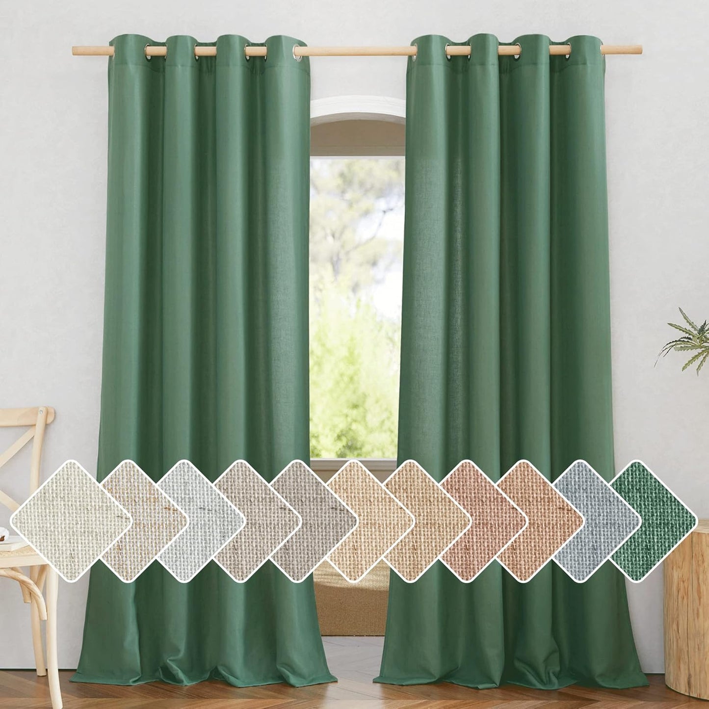 NICETOWN Olive Green Curtains for Home Office and Living Room