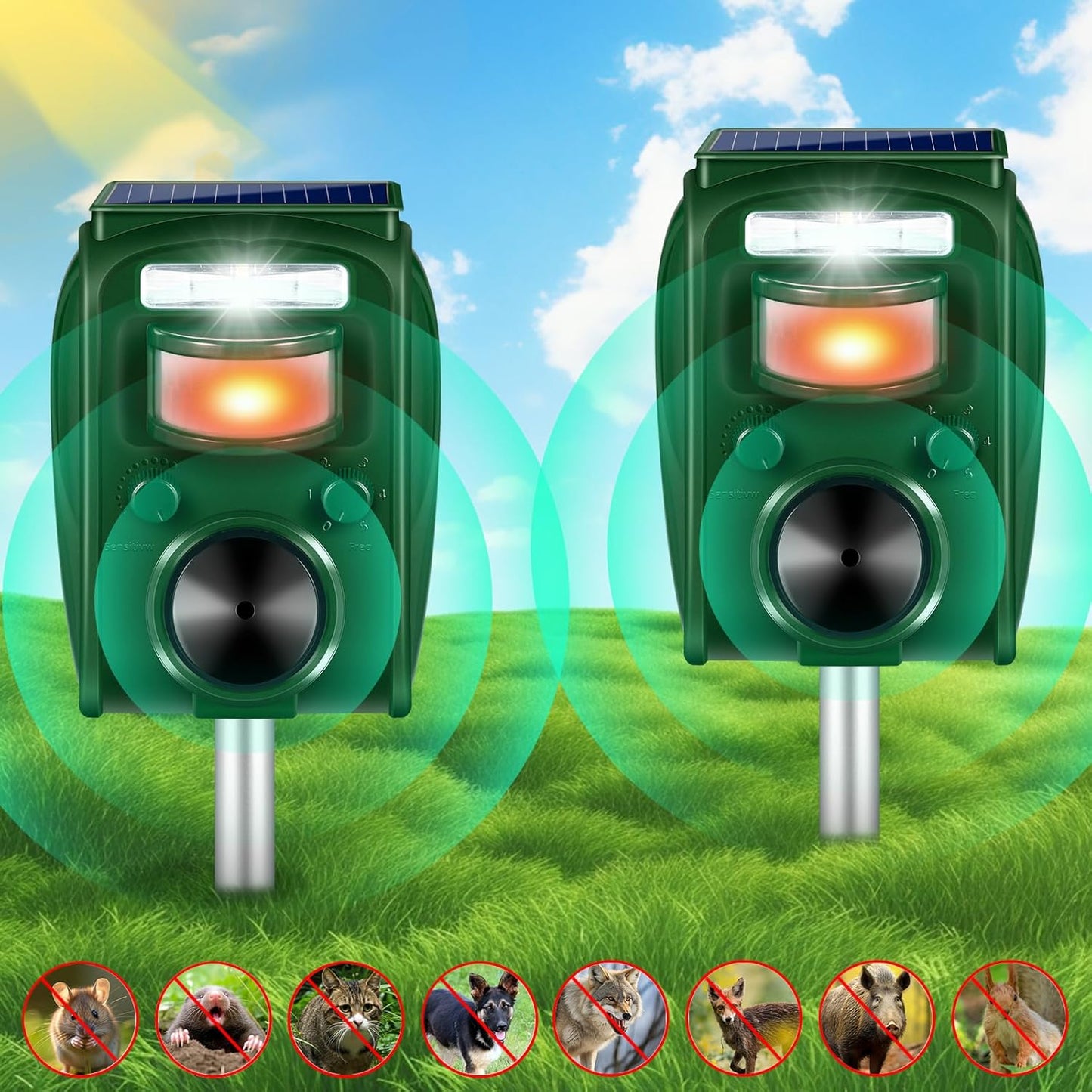 Ultrasonic Animal Repeller Outdoor - Effective Deer Deterrent