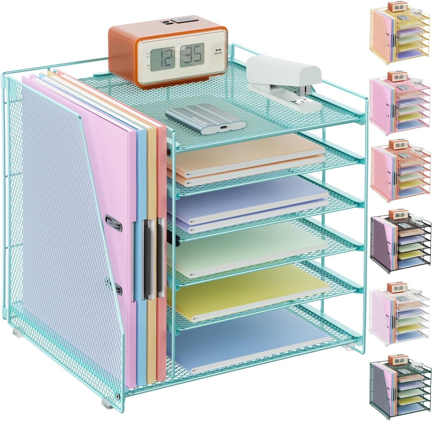 Efficient 6-Tier Desk Organizer Set in Blue