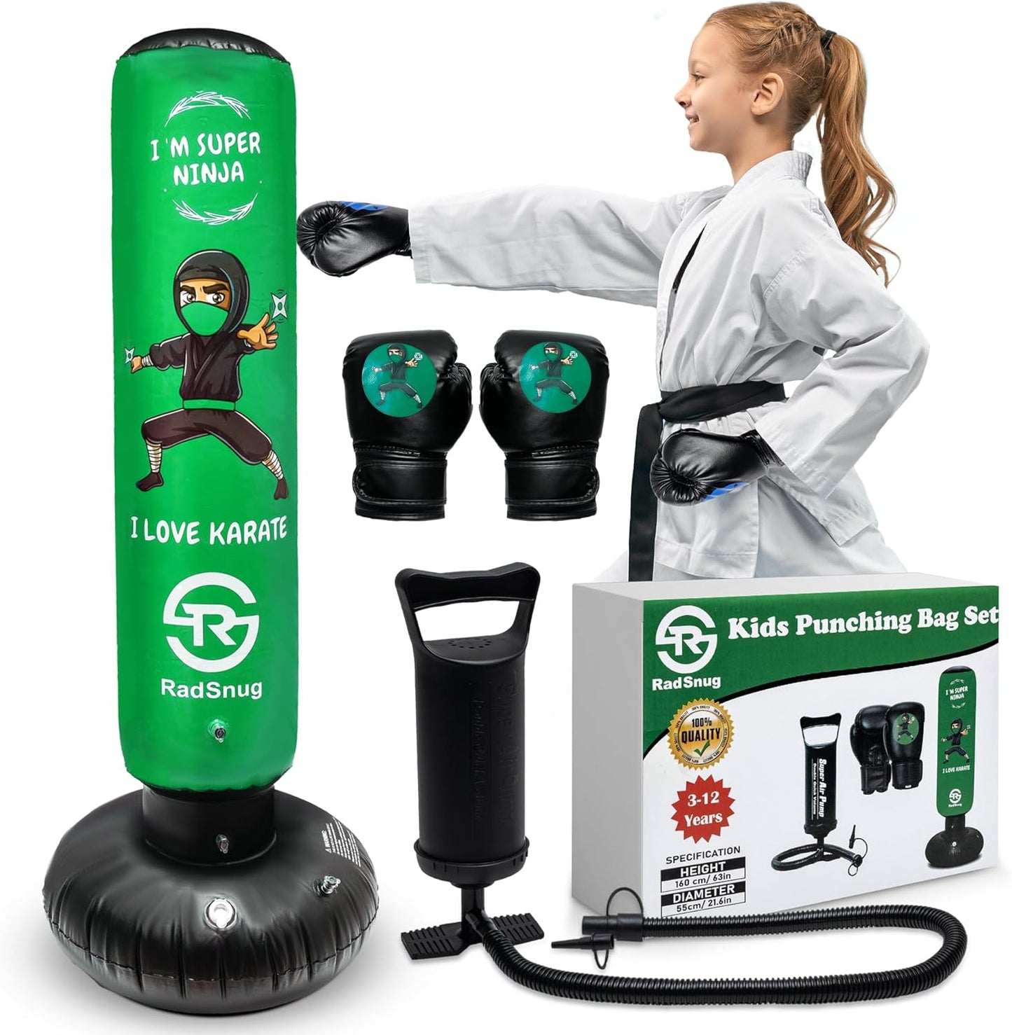Inflatable Kids Boxing Set | Hand-Stitched Gloves | Ages 3-12