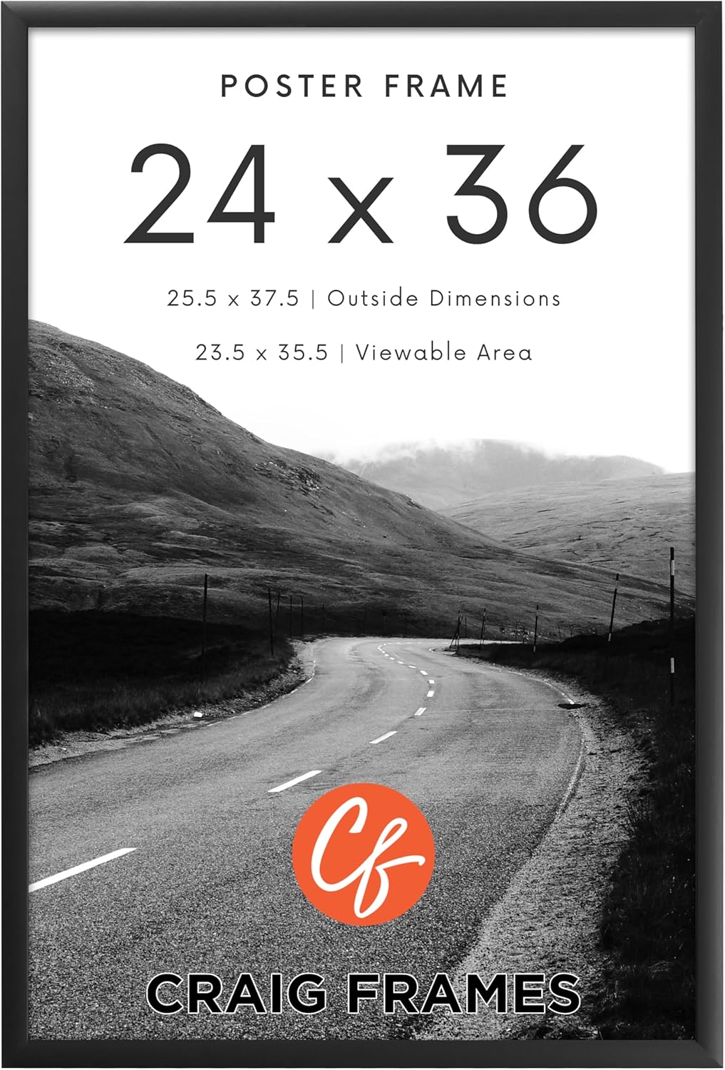 24x36 Poster Frame in Matte Black for Modern Art Display