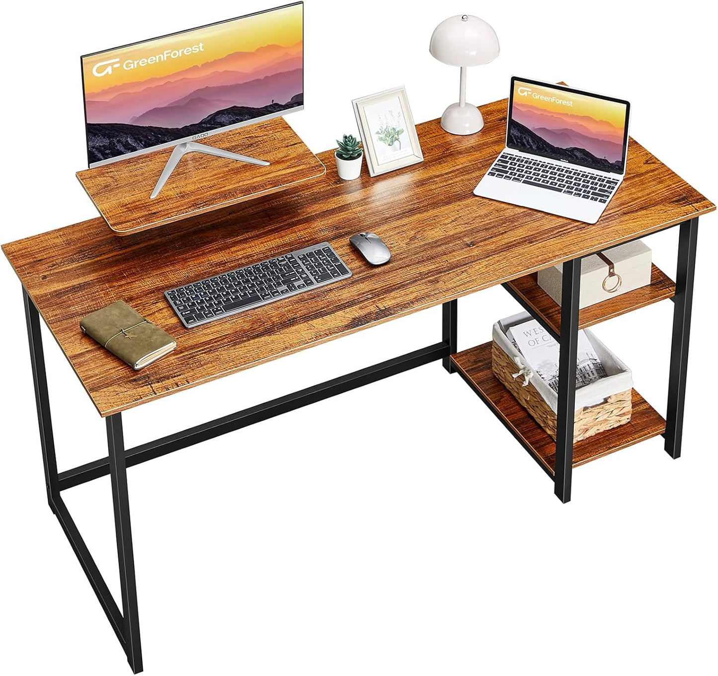 GreenForest 55 inch Computer Home Office Desk with Monitor Stand