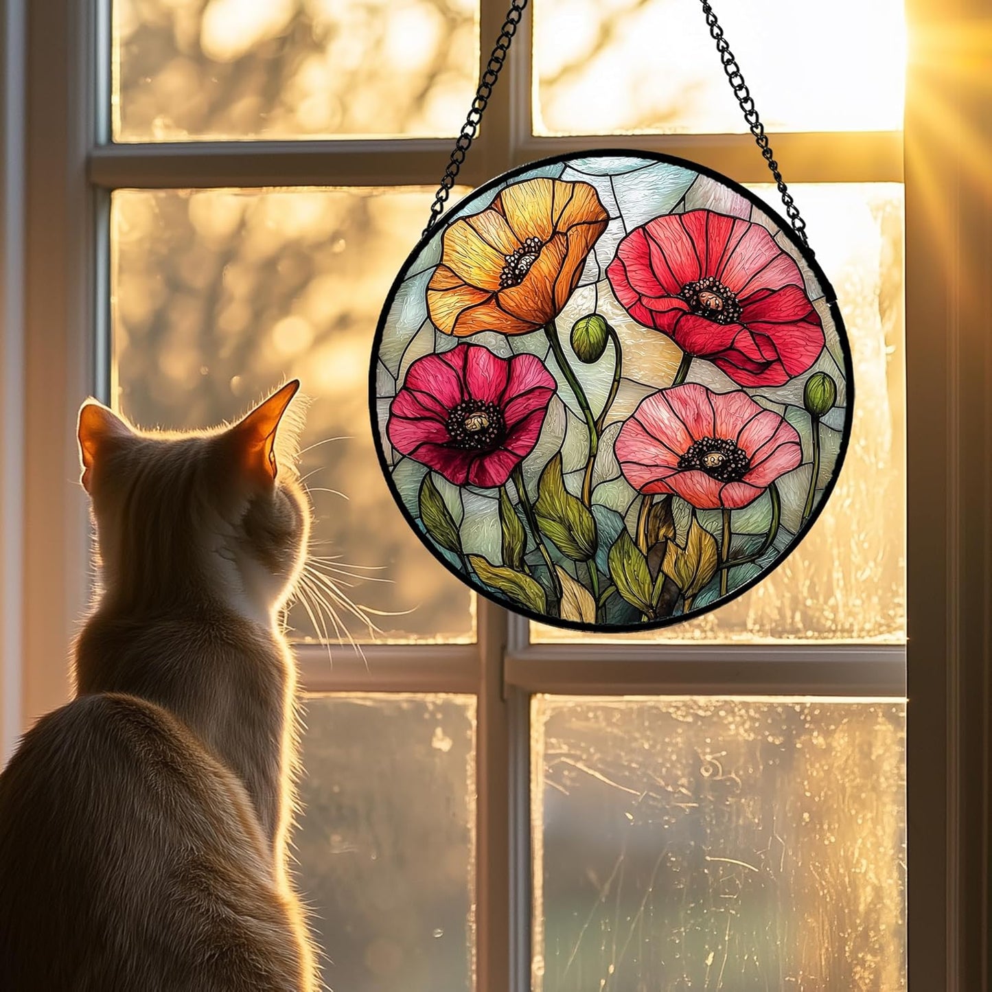 Vibrant Stained Glass Window Hanging for Home Decor and Gifts