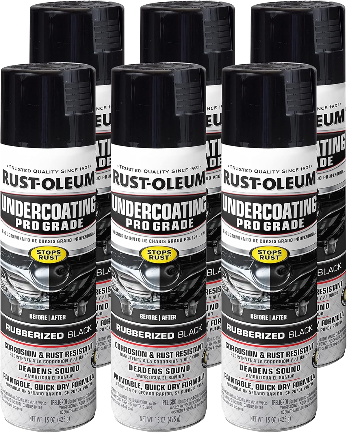 Rust-Oleum Stops Rust Undercoating Spray Paint, 6 Pack