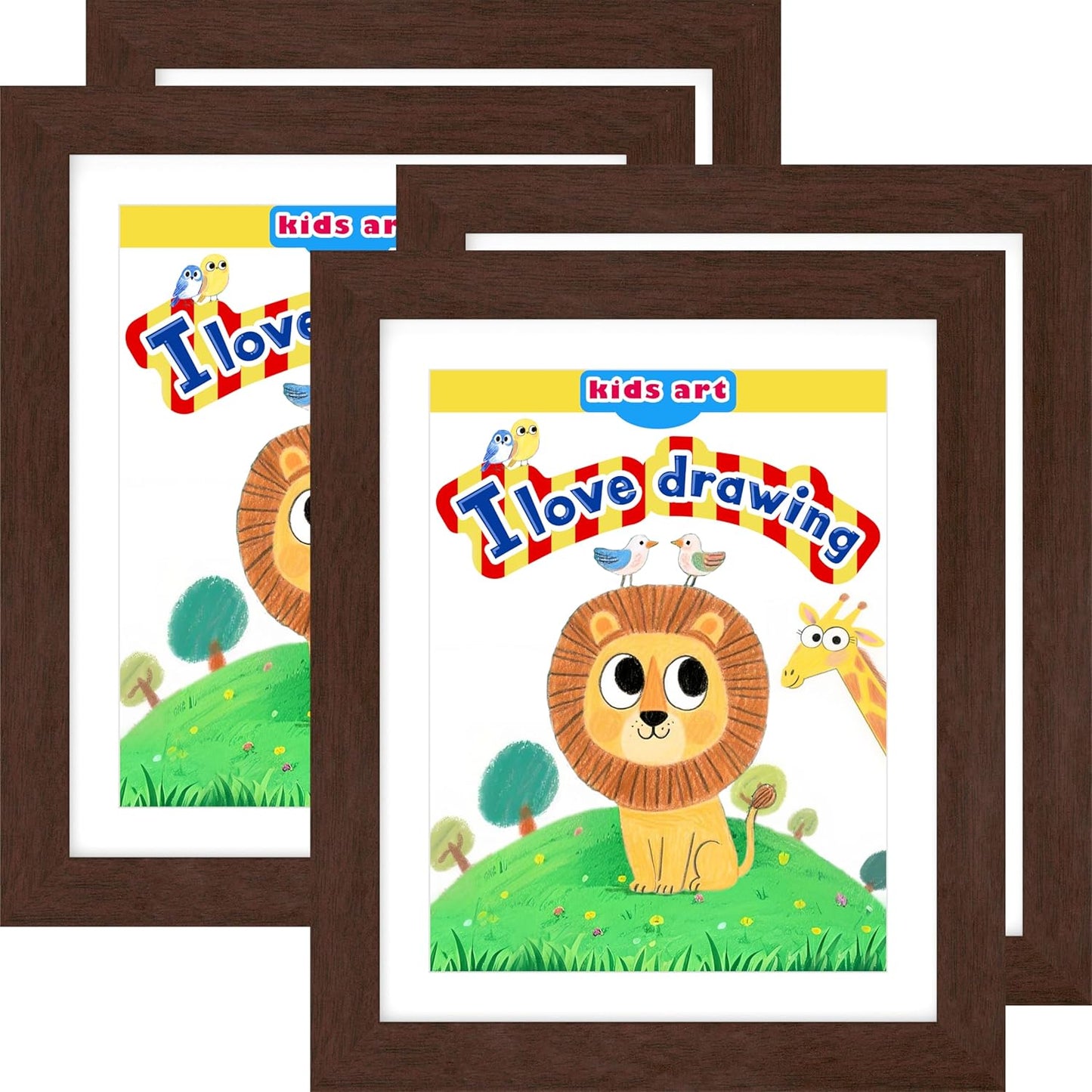 FrameWorks 4-Pack Mahogany Wooden Kids Art Frame for Display