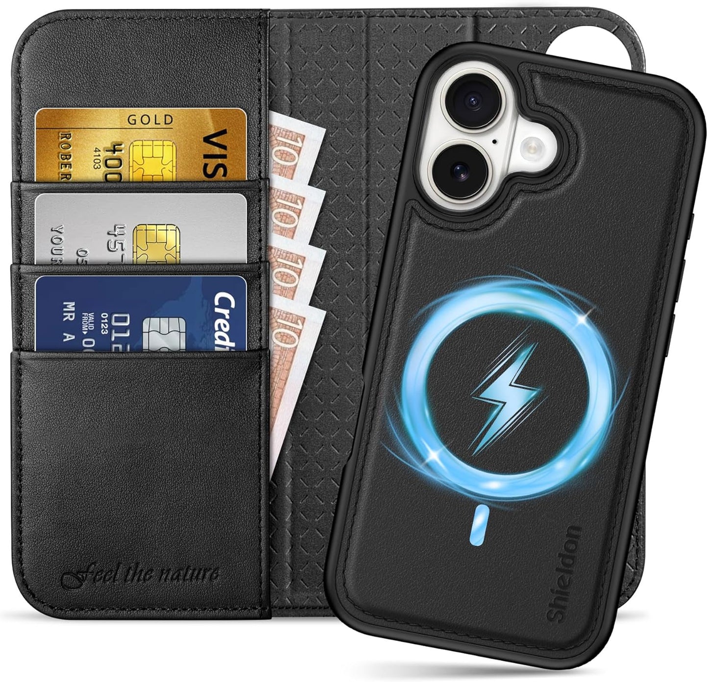 SHIELDON 2-in-1 Wallet Case for iPhone 17 with Detachable Design