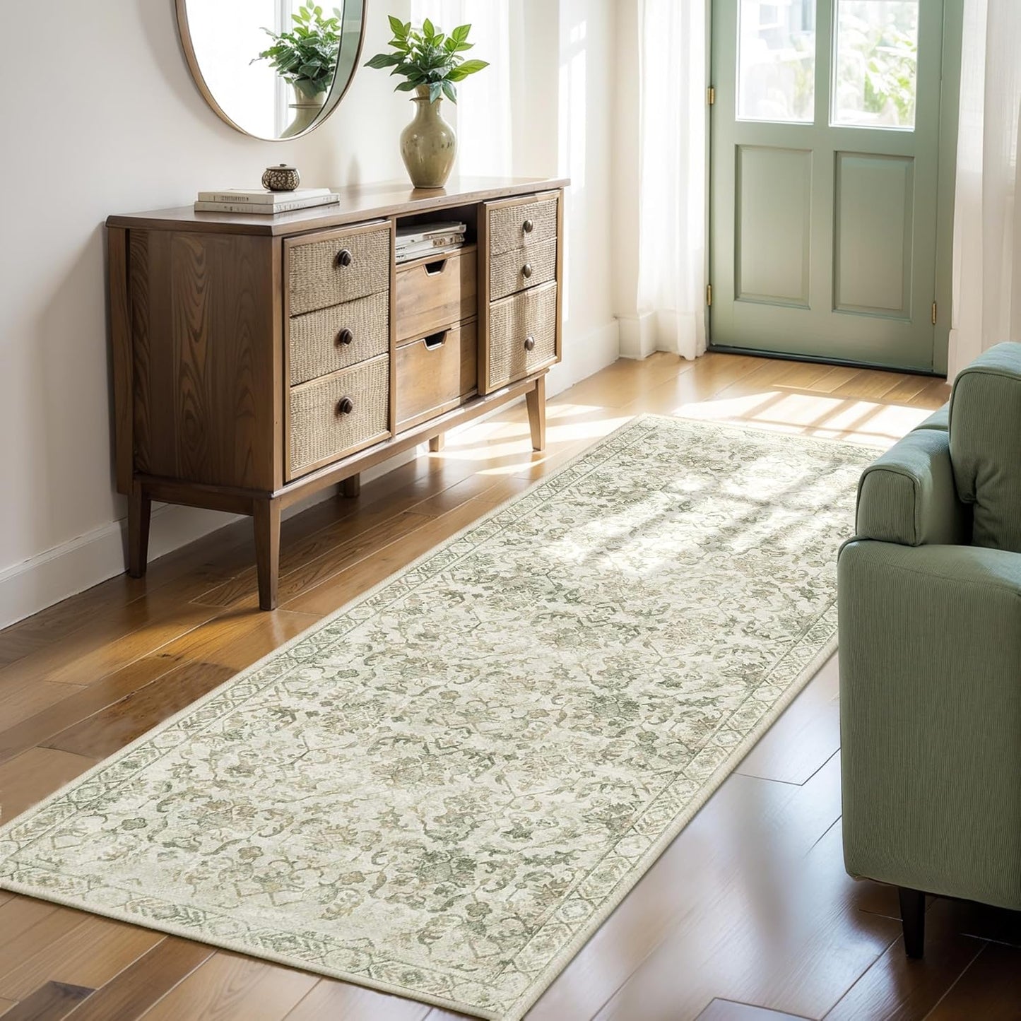 Deerly Floral 2x6 Runner Rug for Hallways and Bedrooms