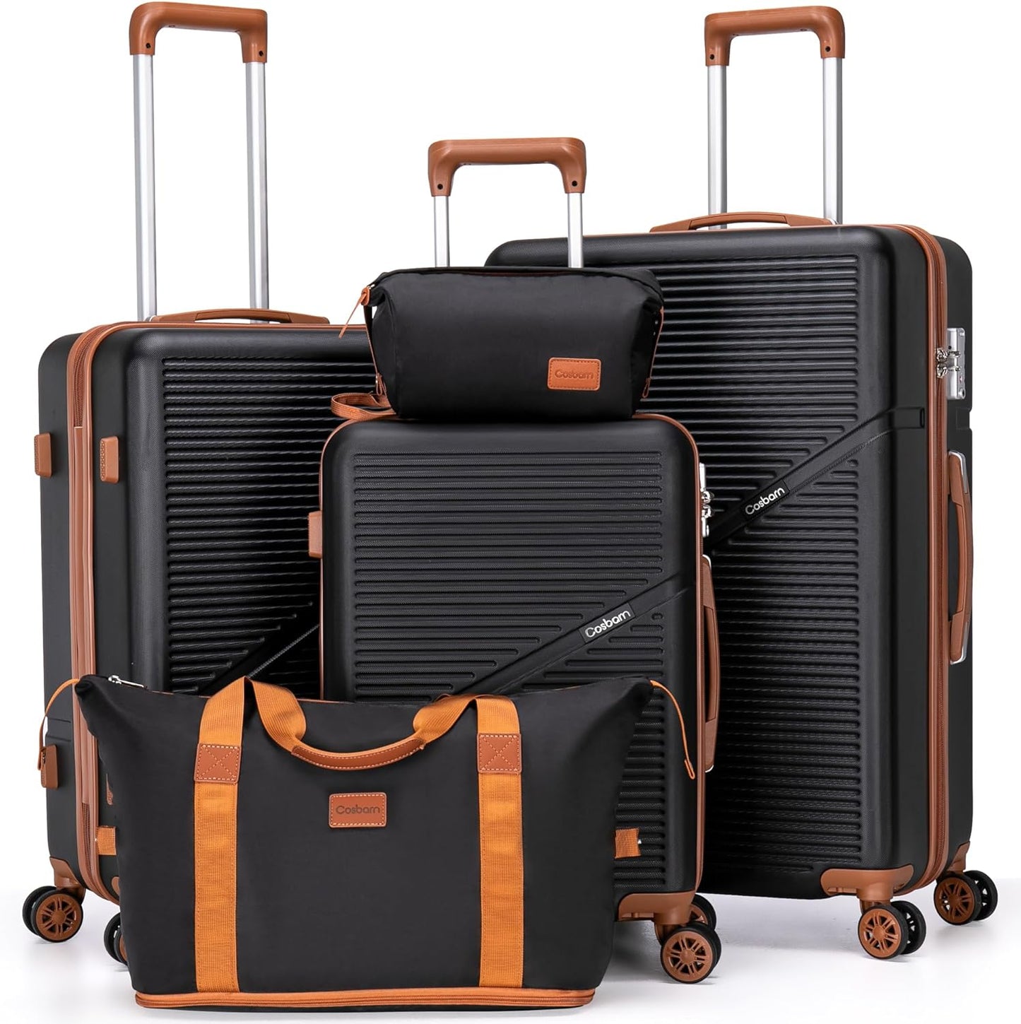5 Piece Luggage Set with Spinner Wheels for Effortless Travel