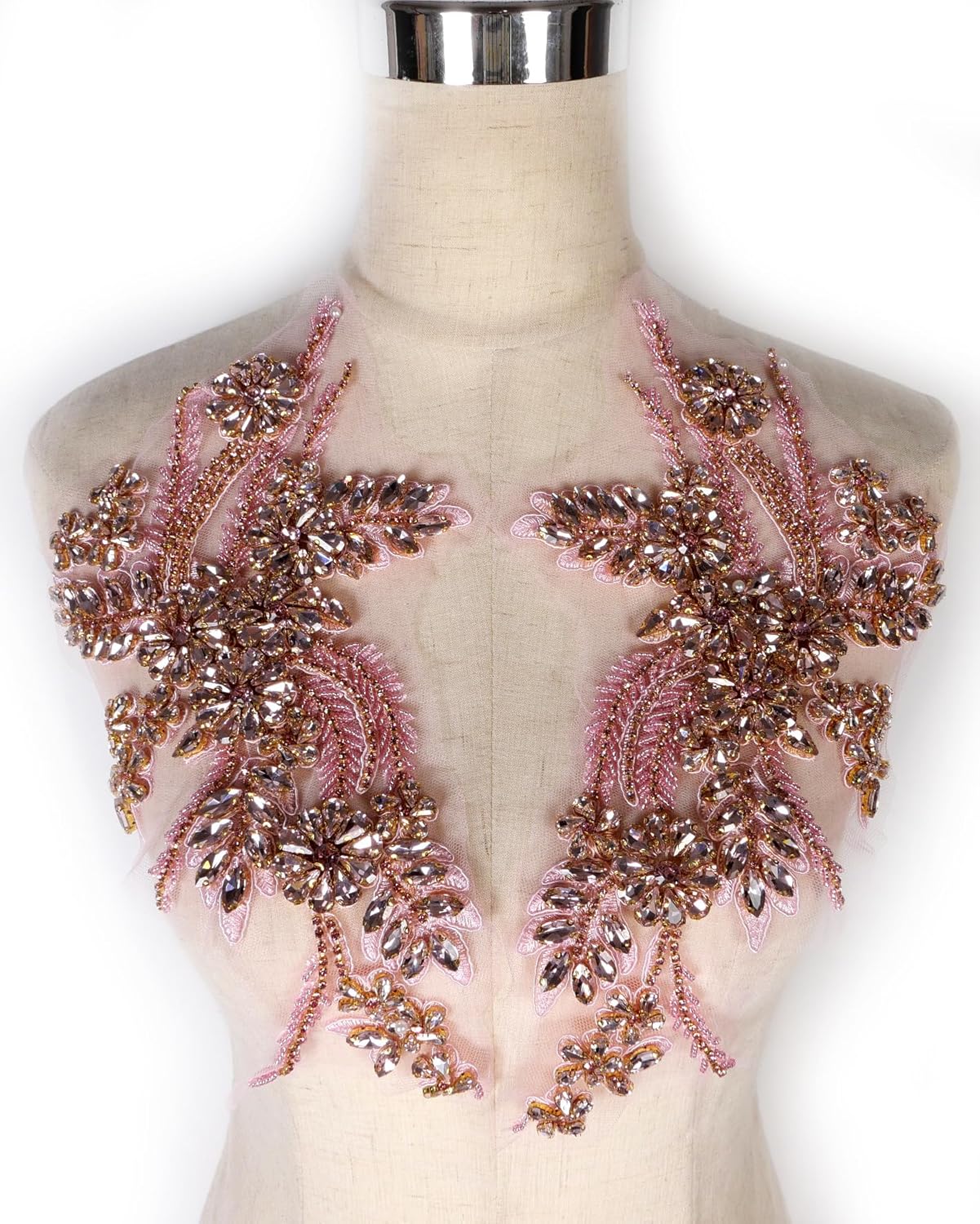 Hand-Made Beaded Rhinestones Appliques for Wedding Dress Decor