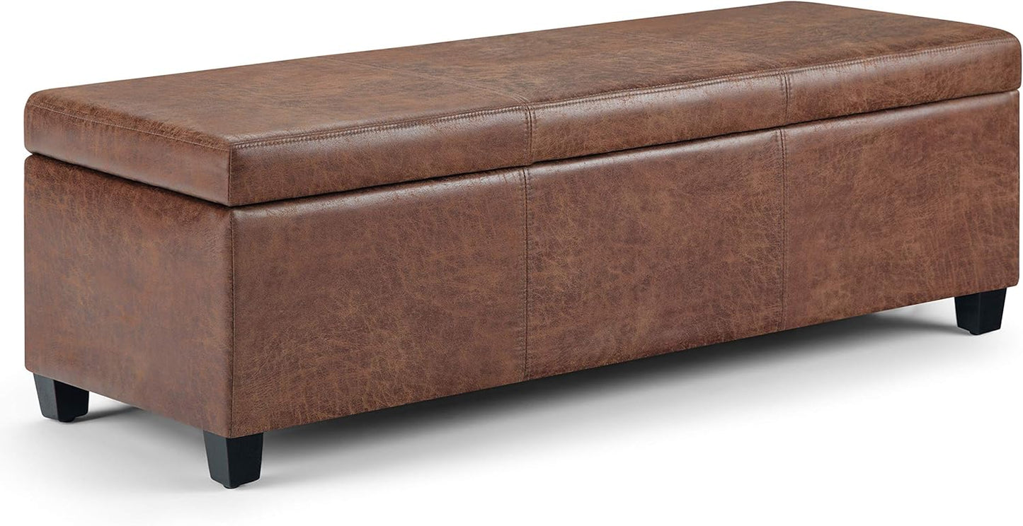 SIMPLIHOME Avalon 48 inch Wide Contemporary Storage Ottoman