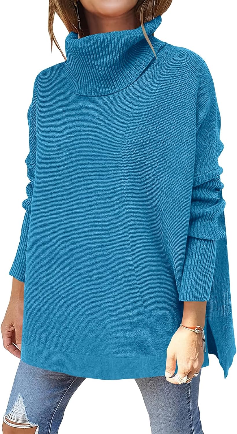 Oversized Turtleneck Batwing Sleeve Sweater for Fall Fashion