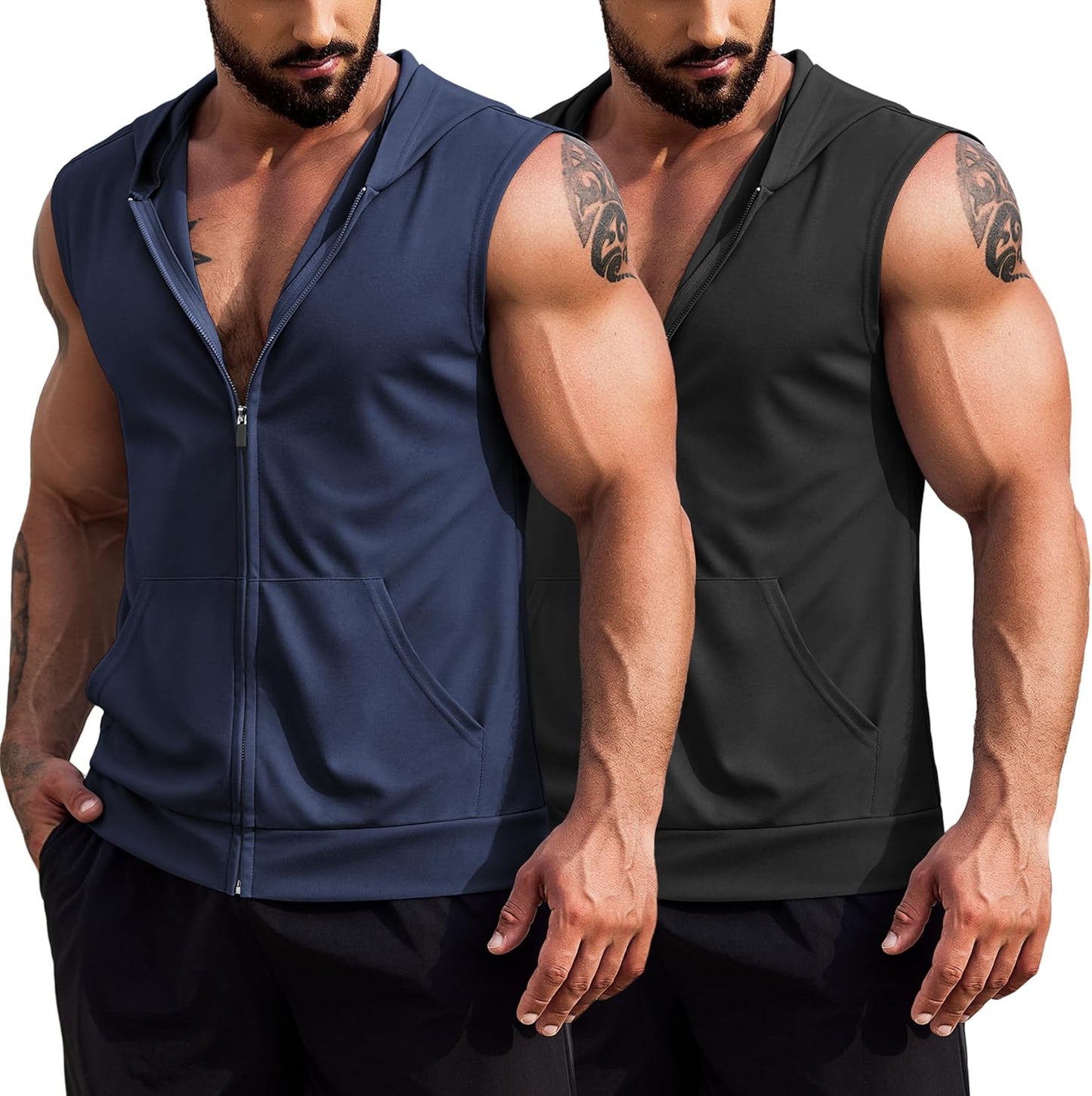 COOFANDY Men's Workout Hooded Tank Tops for Summer Fitness