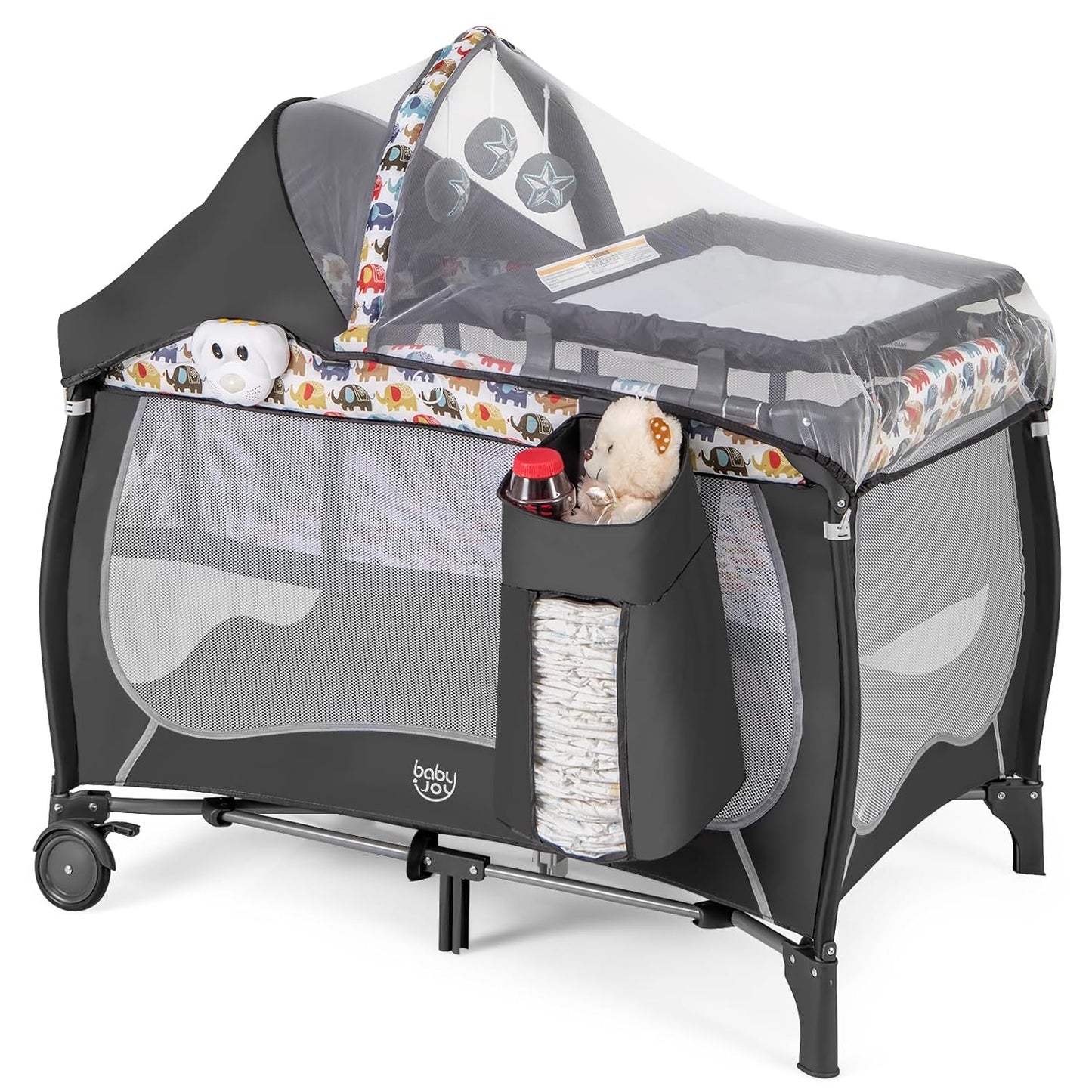 4 in 1 Pack and Play for Babies - Portable Playard with Bassinet