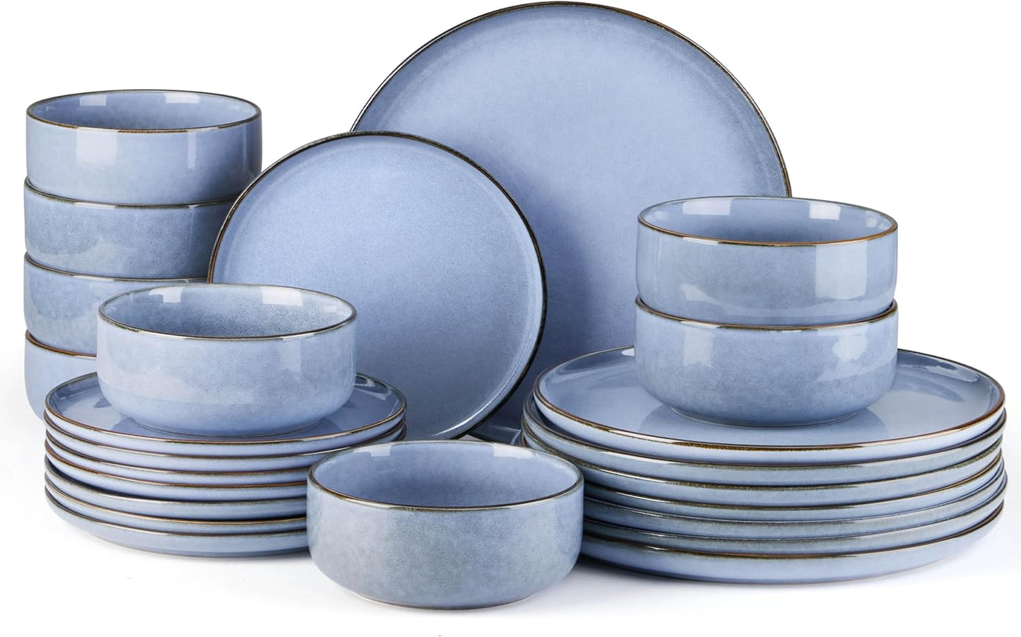 E-far 24-Piece Reactive Glaze Dinnerware Set for Stylish Dining