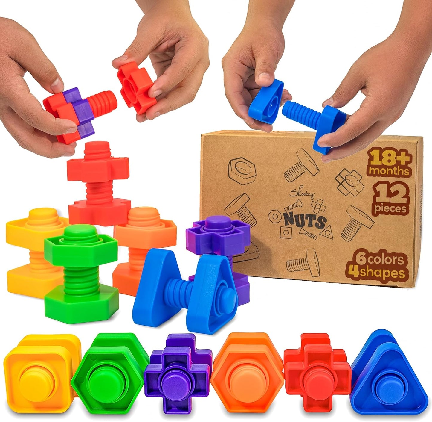 Skoolzy Jumbo Nuts & Bolts: Boost Fine Motor Skills!
