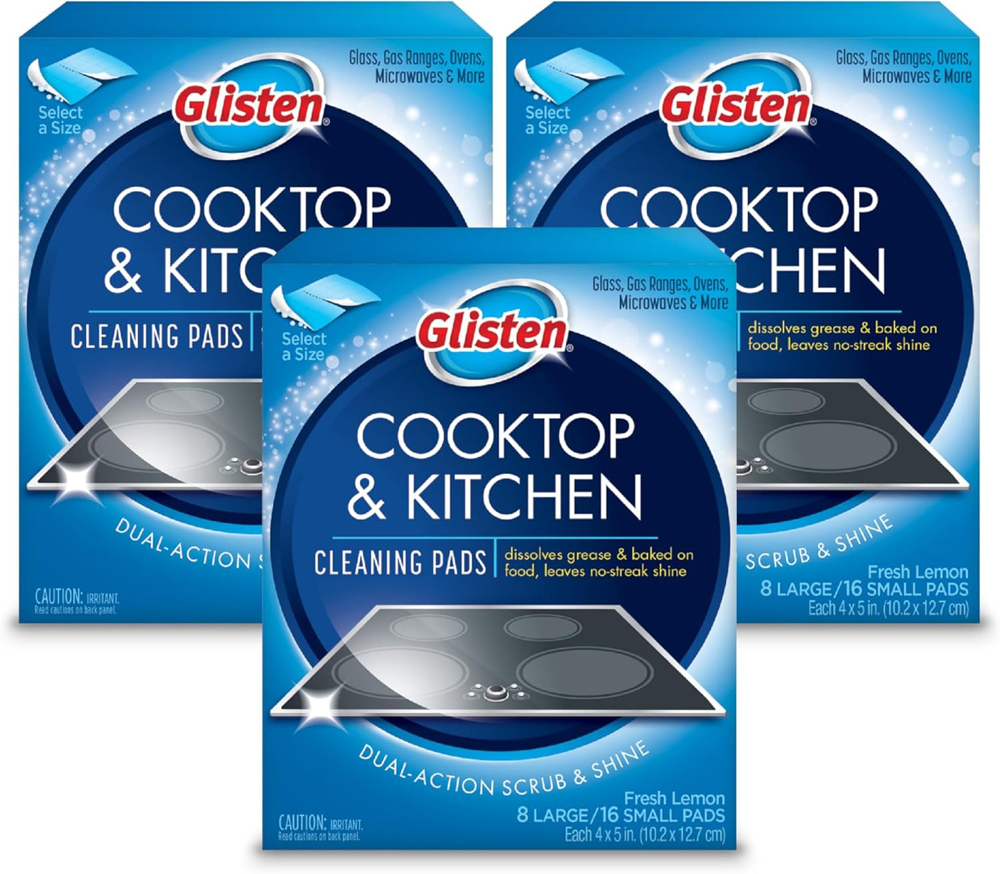 Glisten Kitchen Cleaning Pads - Dissolves Grease & Baked-On Foods