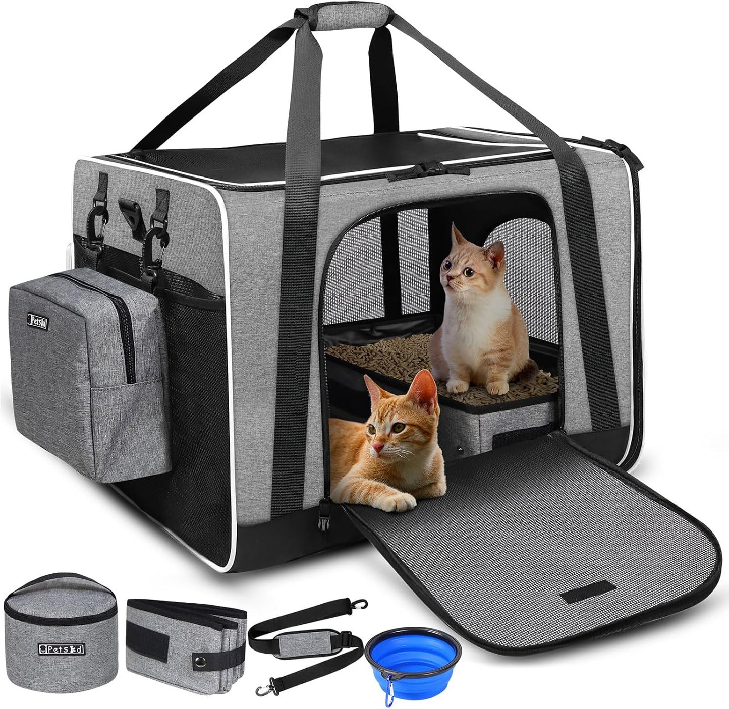 Petskd Extra Large Cat Carrier for Travel with Litter Box