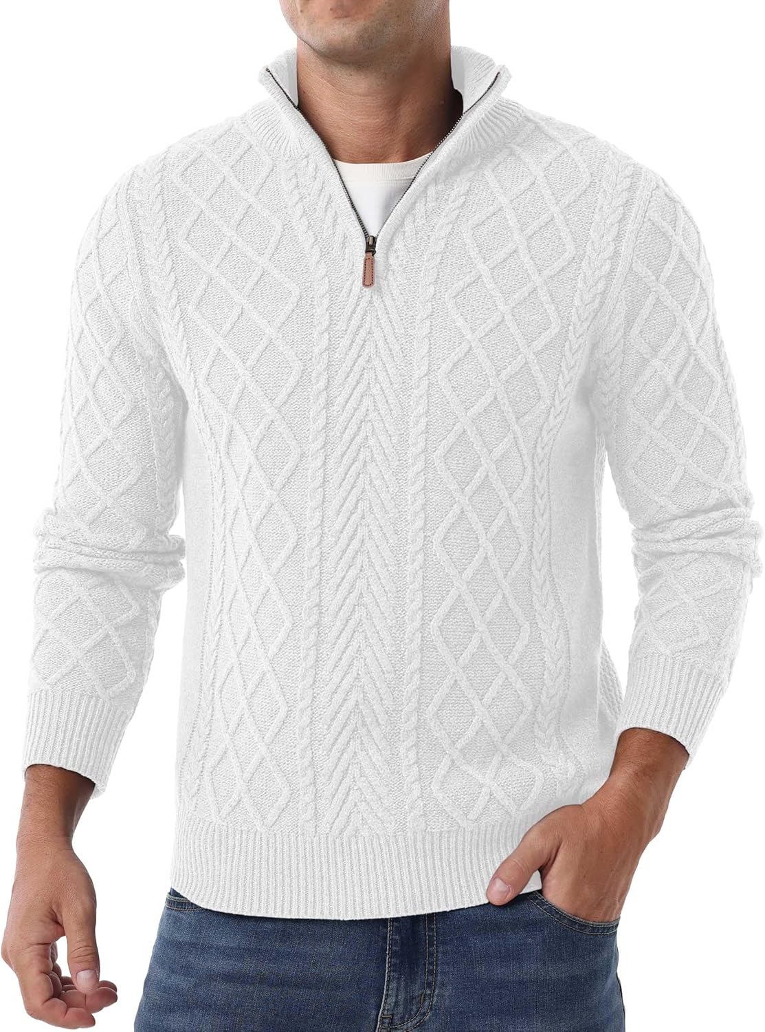 Askdeer Men's Quarter Zip Sweater for Classic Casual Style
