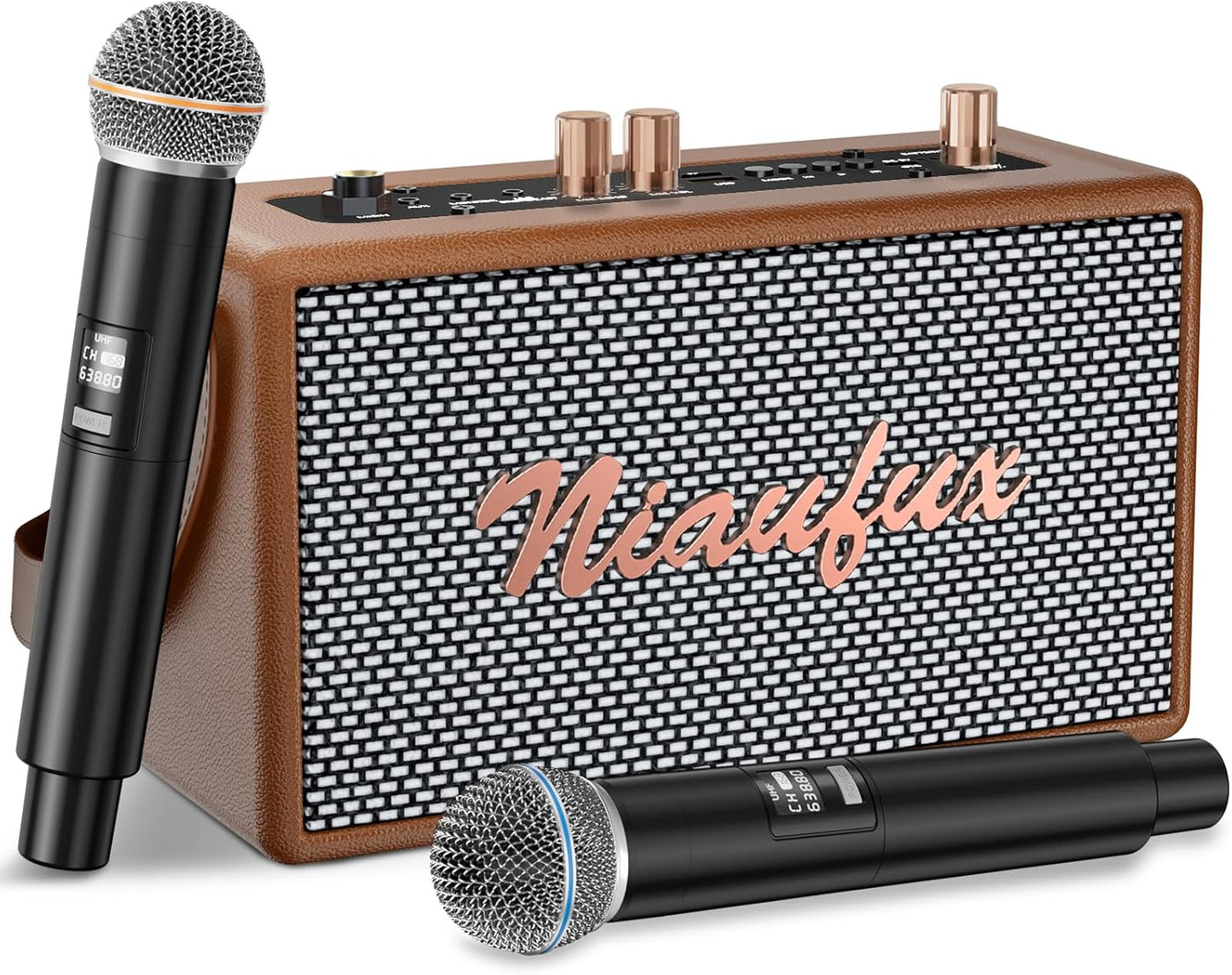 Retro Karaoke Machine with Wireless Microphones for Fun Parties