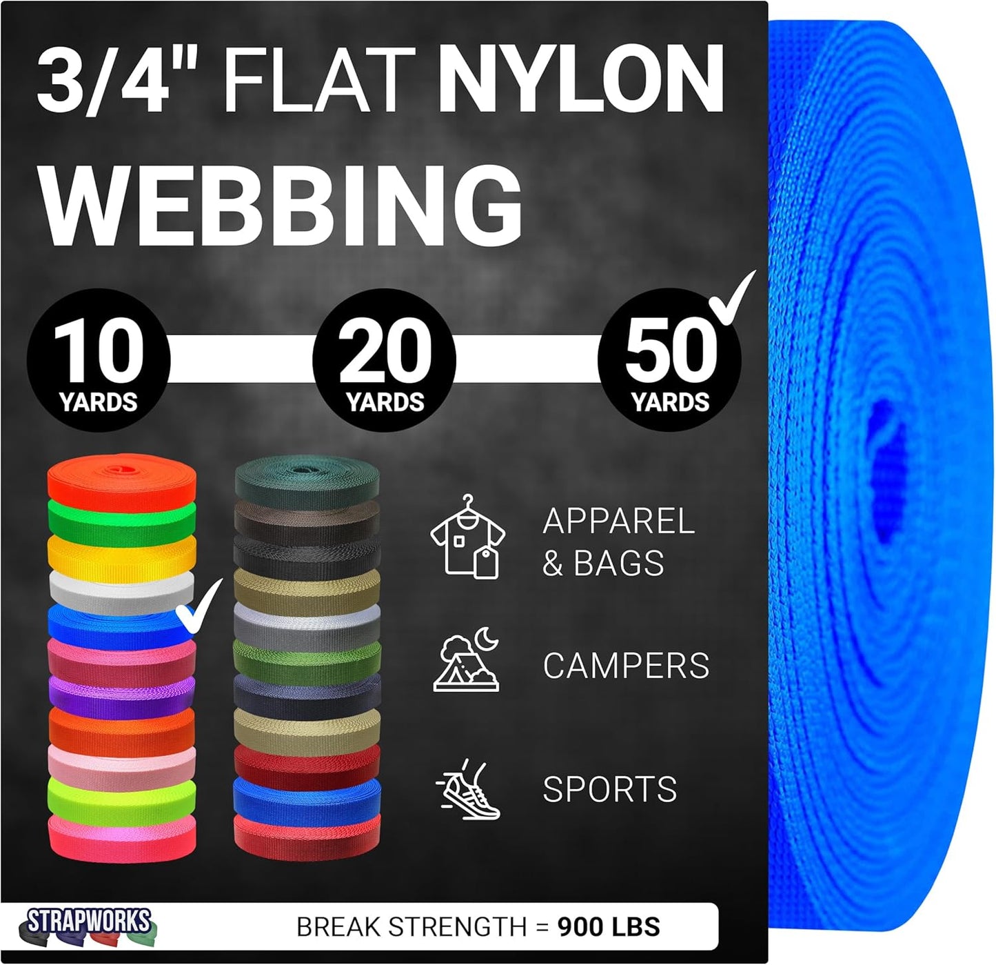 3/4 Inch Heavy Duty Nylon Webbing Strap Roll for Versatile Use