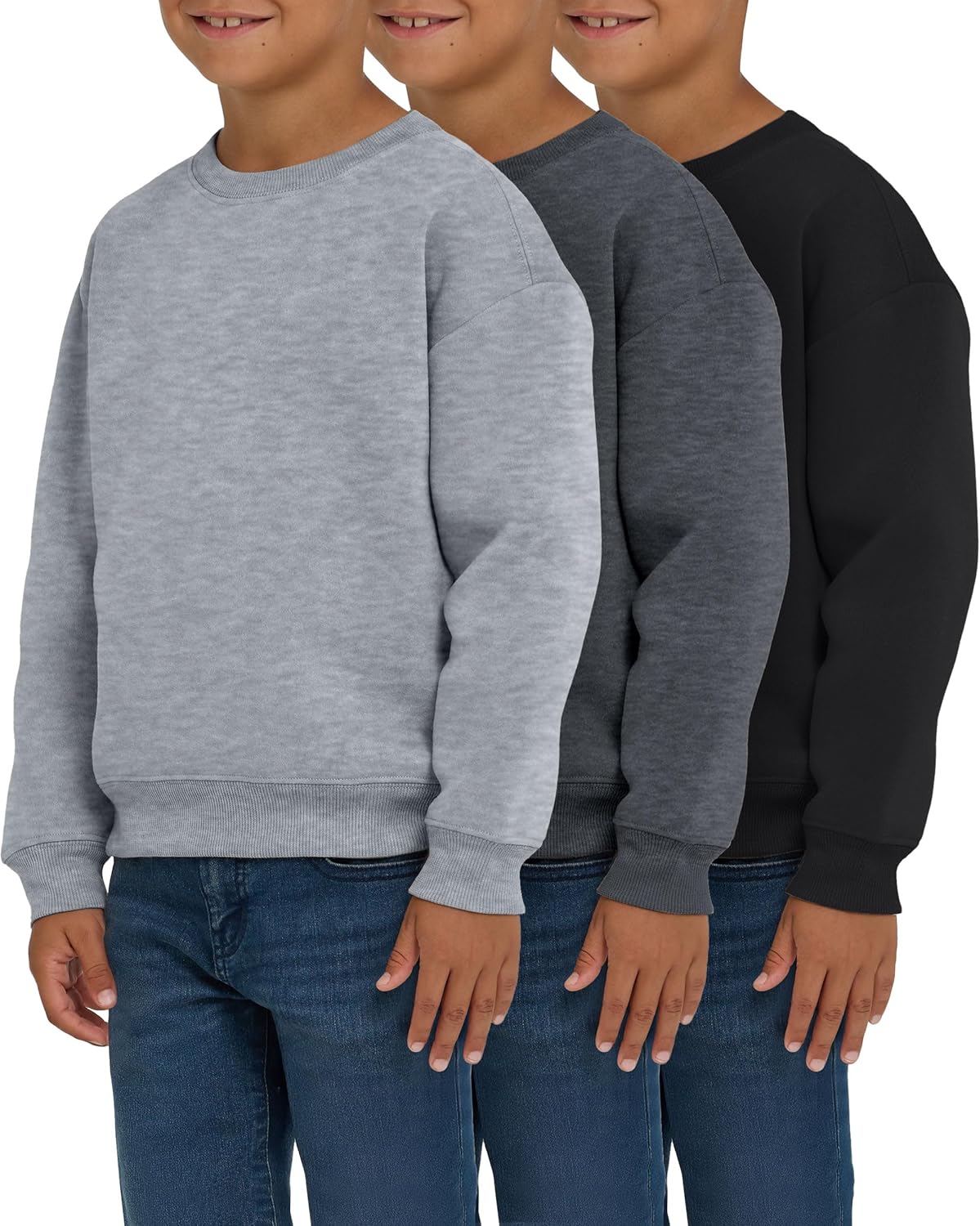 Boys Sweatshirts 3 Pack Crewneck Soft Essentials for Teens