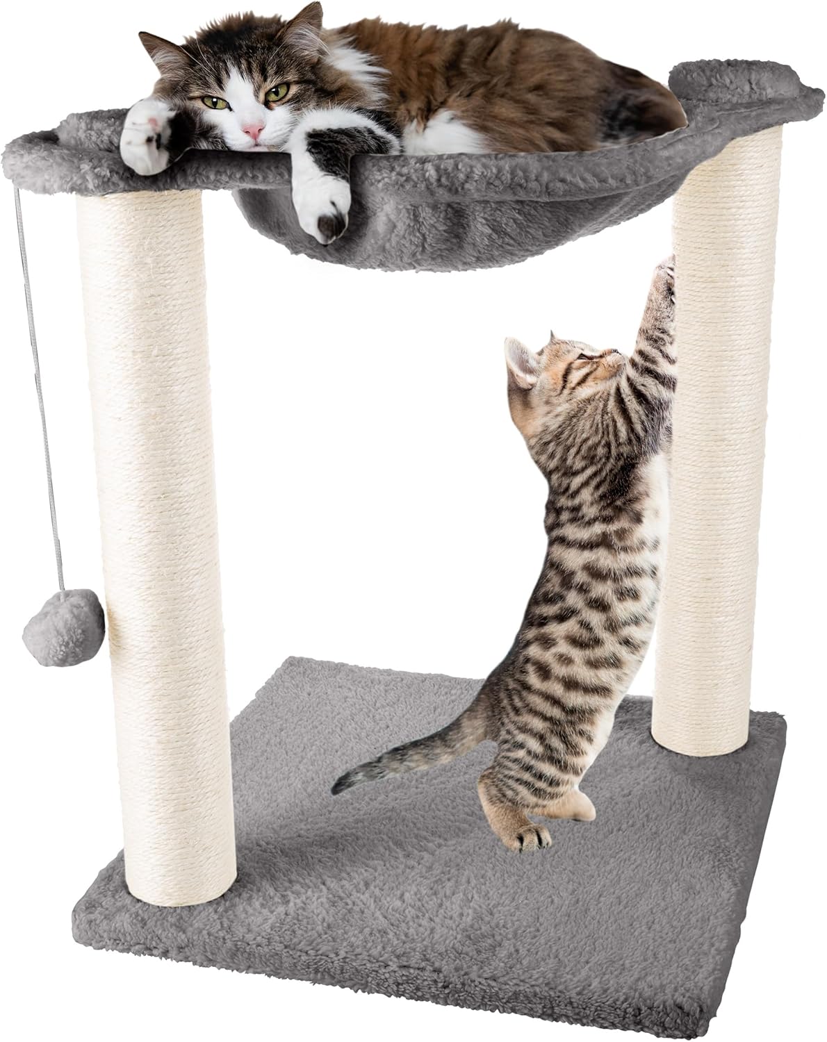 Cat Hammock with Scratching Posts for Indoor Cats - Gray