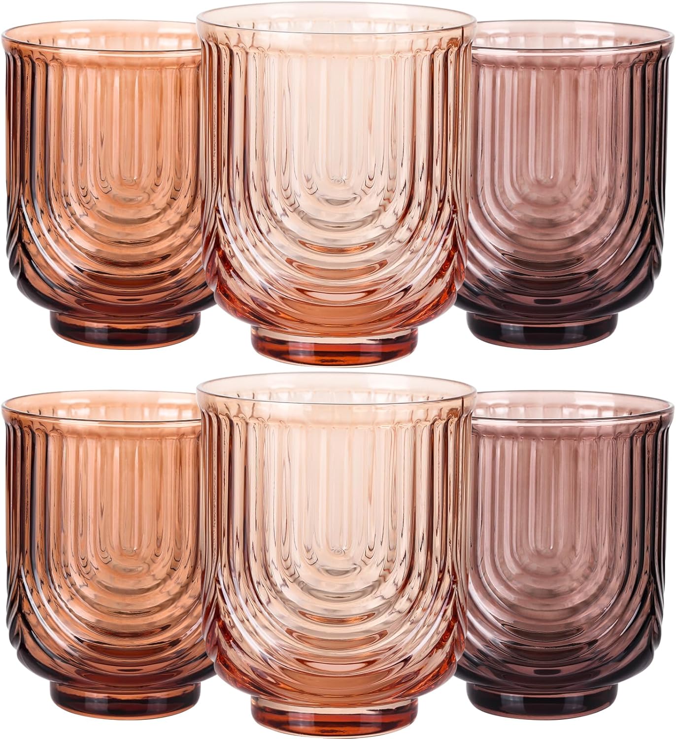 Amber Vintage Drinking Glasses Set of 6 for Stylish Beverages