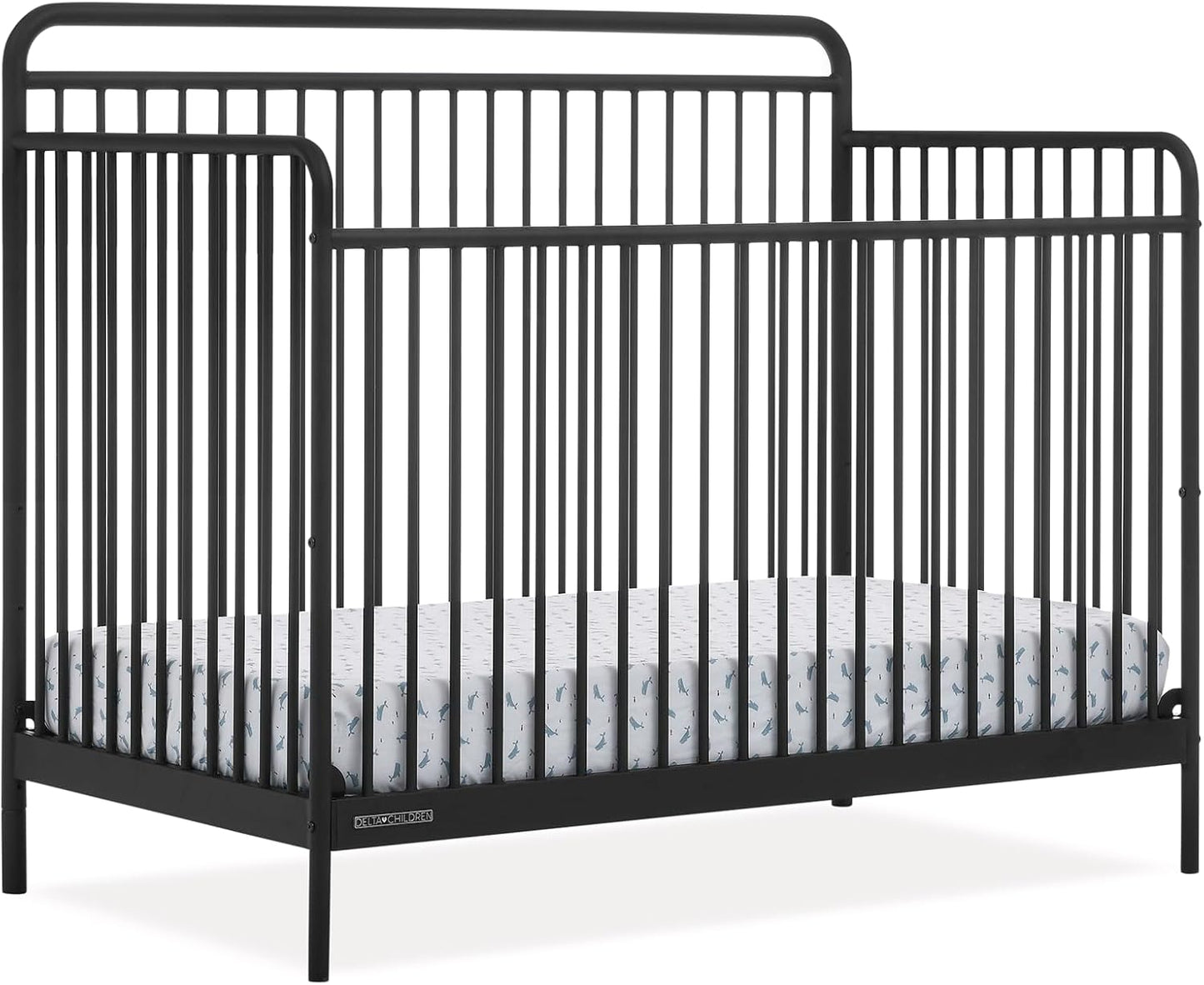 Delta Children Hayden 5-in-1 Convertible Metal Crib in Matte Black