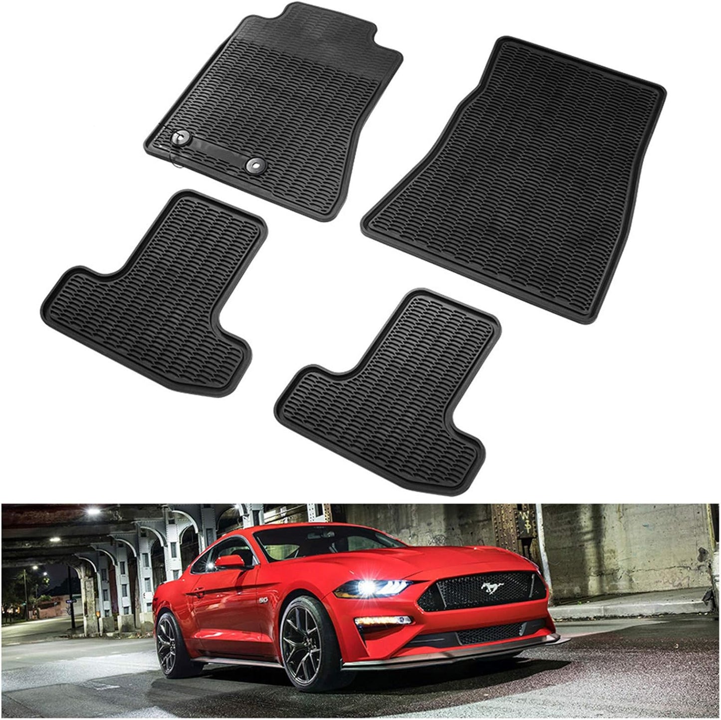 KIWI MASTER Floor Mats for 2015-2024 Ford Mustang All Weather