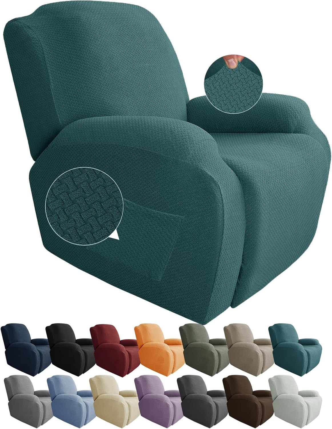 JIVINER 4-Piece Recliner Chair Covers for Living Room Protection