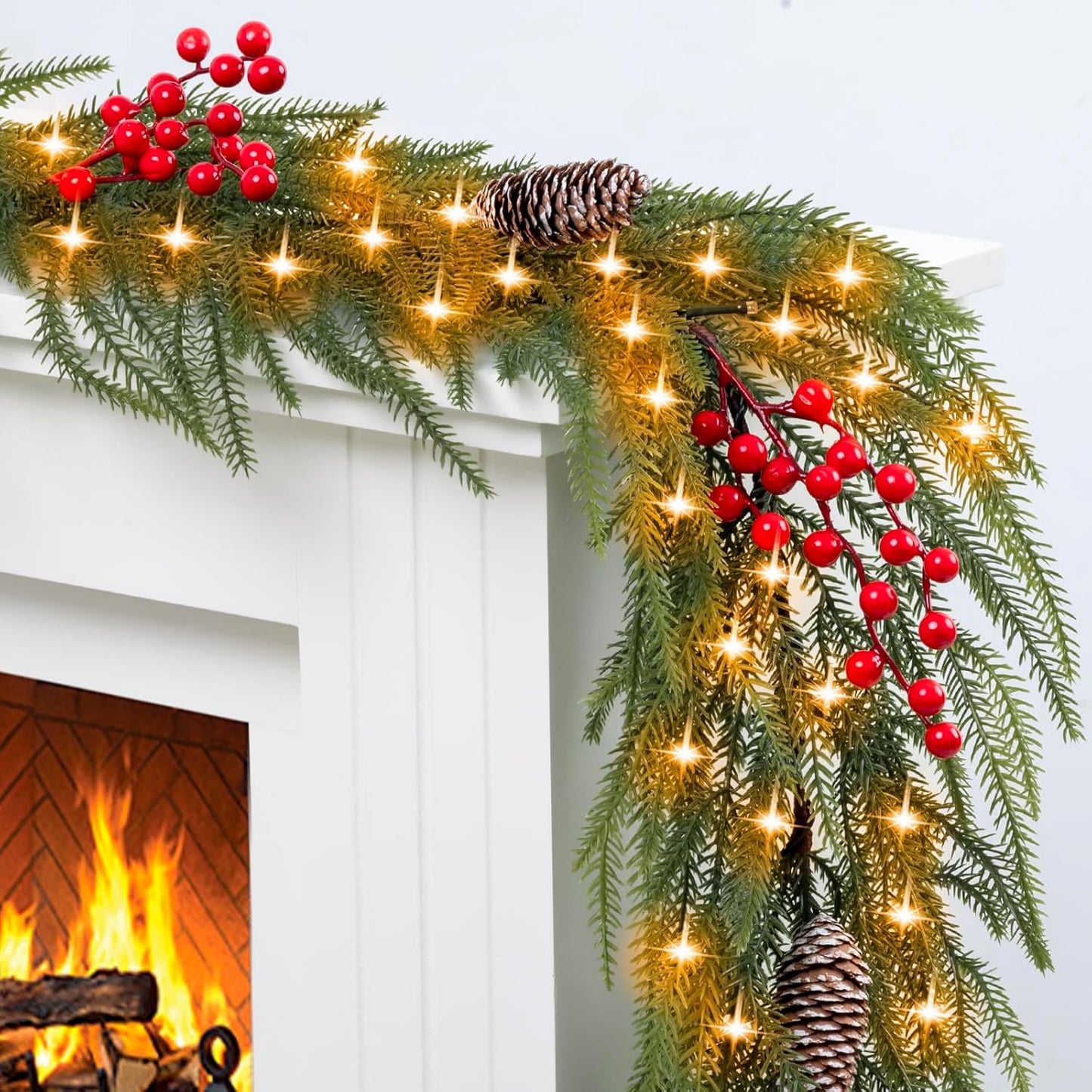 Christmas Garland with Light - 6Ft Prelit Holiday Decor