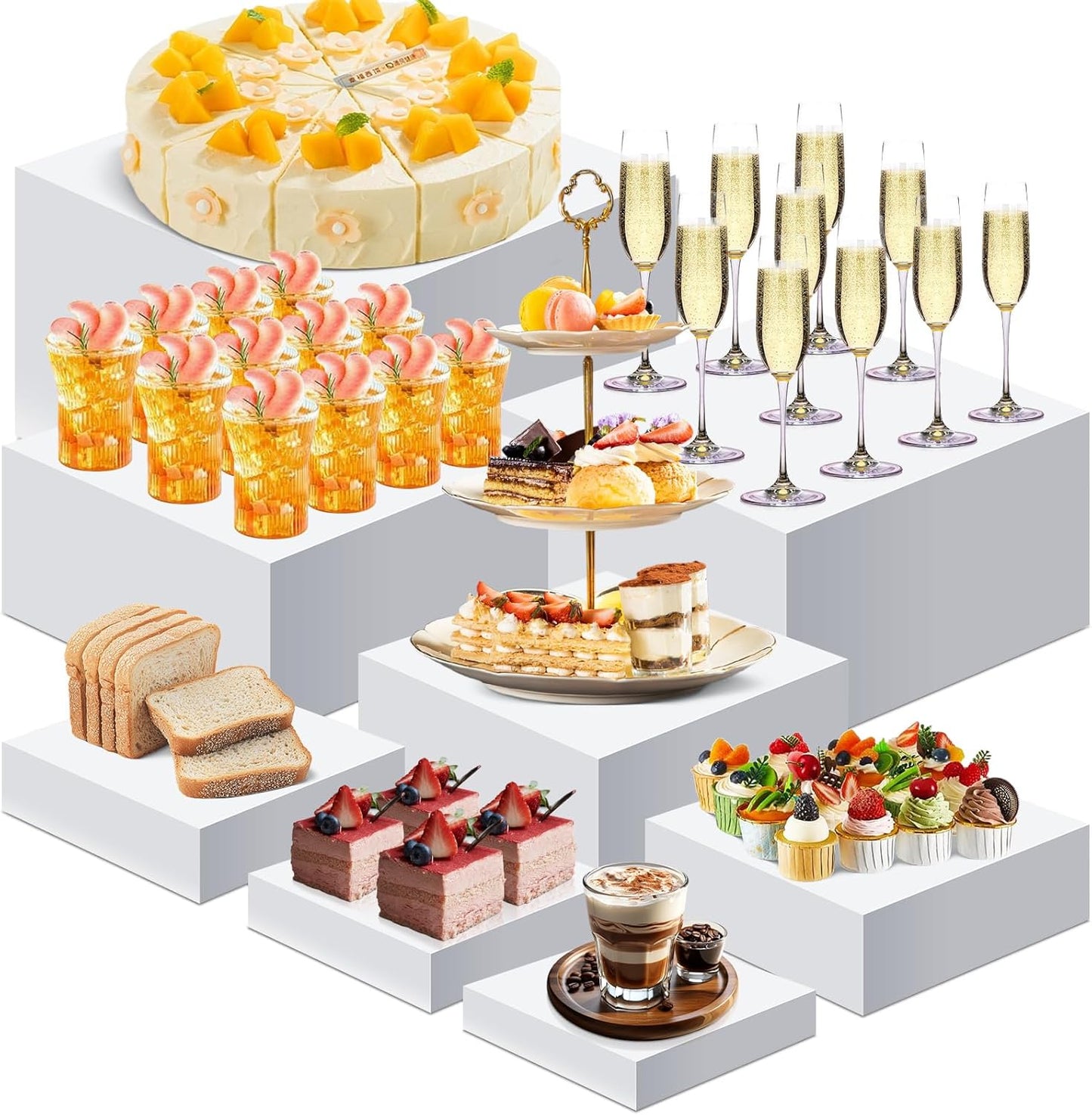 8PCS Buffet Risers for Catering Dessert Display Stands