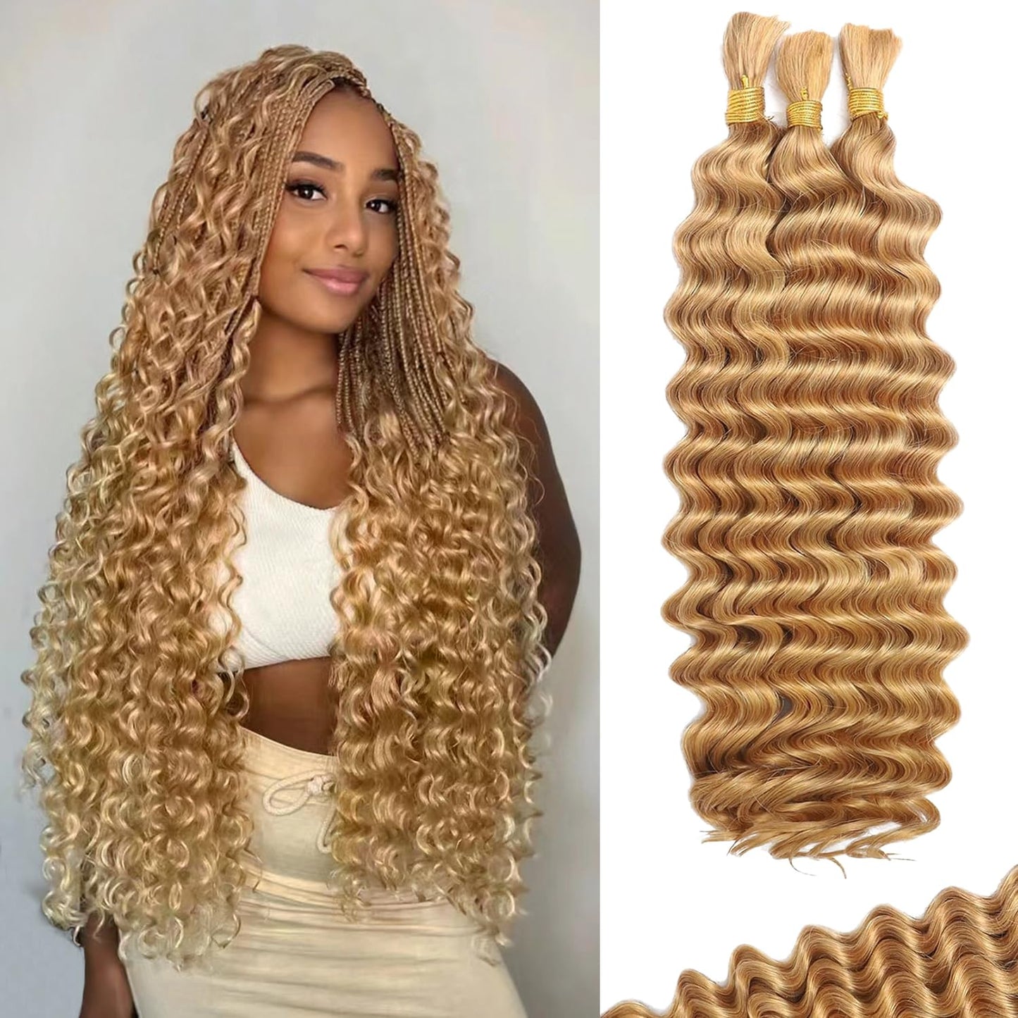 Human Braiding Hair for Boho Braids Deep Water Wave 18in