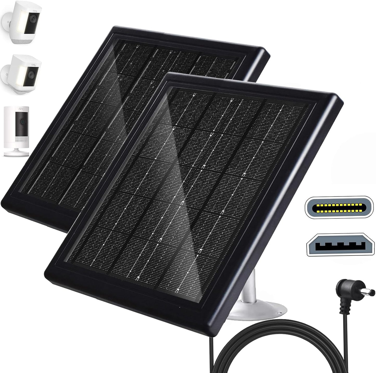 Solar-Powered Ring Camera Charger Duo - All-Day Surveillance Power!