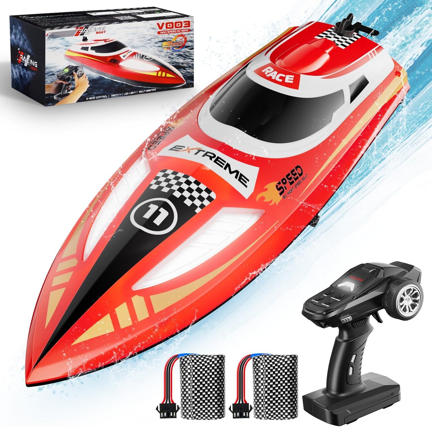 High Speed RC Boat for Adults & Kids with Cruise-Control Feature