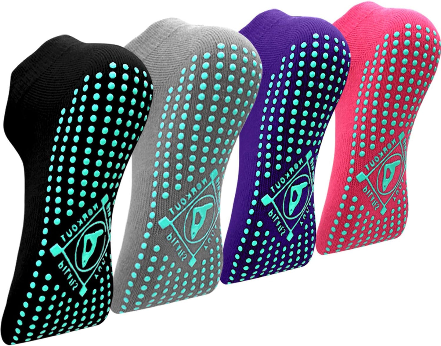 Non-Slip Yoga Socks 4 Pairs for Women