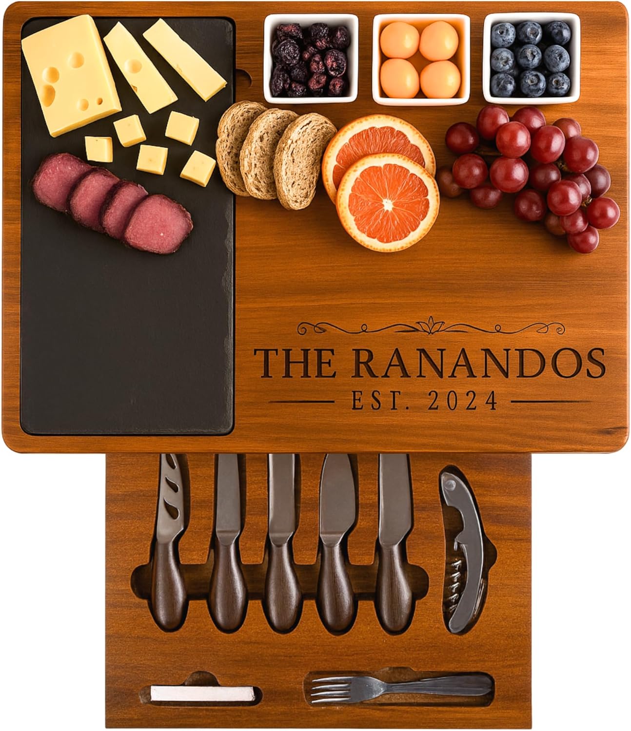 Personalized Acacia Wood Charcuterie Board Set for Unique Gifts