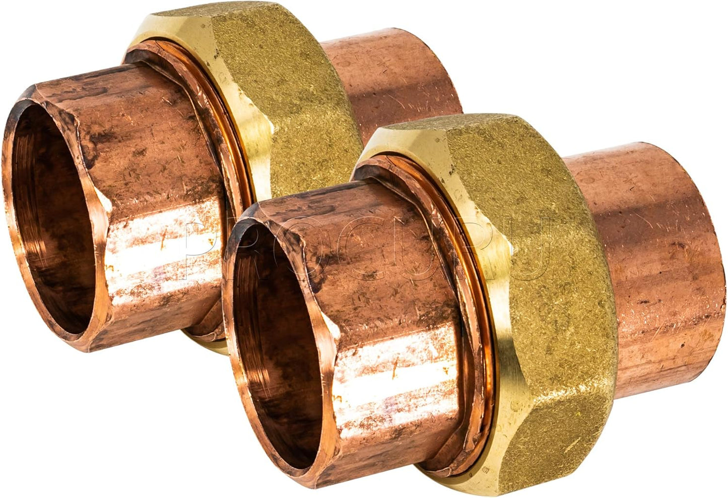 2-Pack 1-1/4 Inch Copper Union CxC Sweat Connection Fittings
