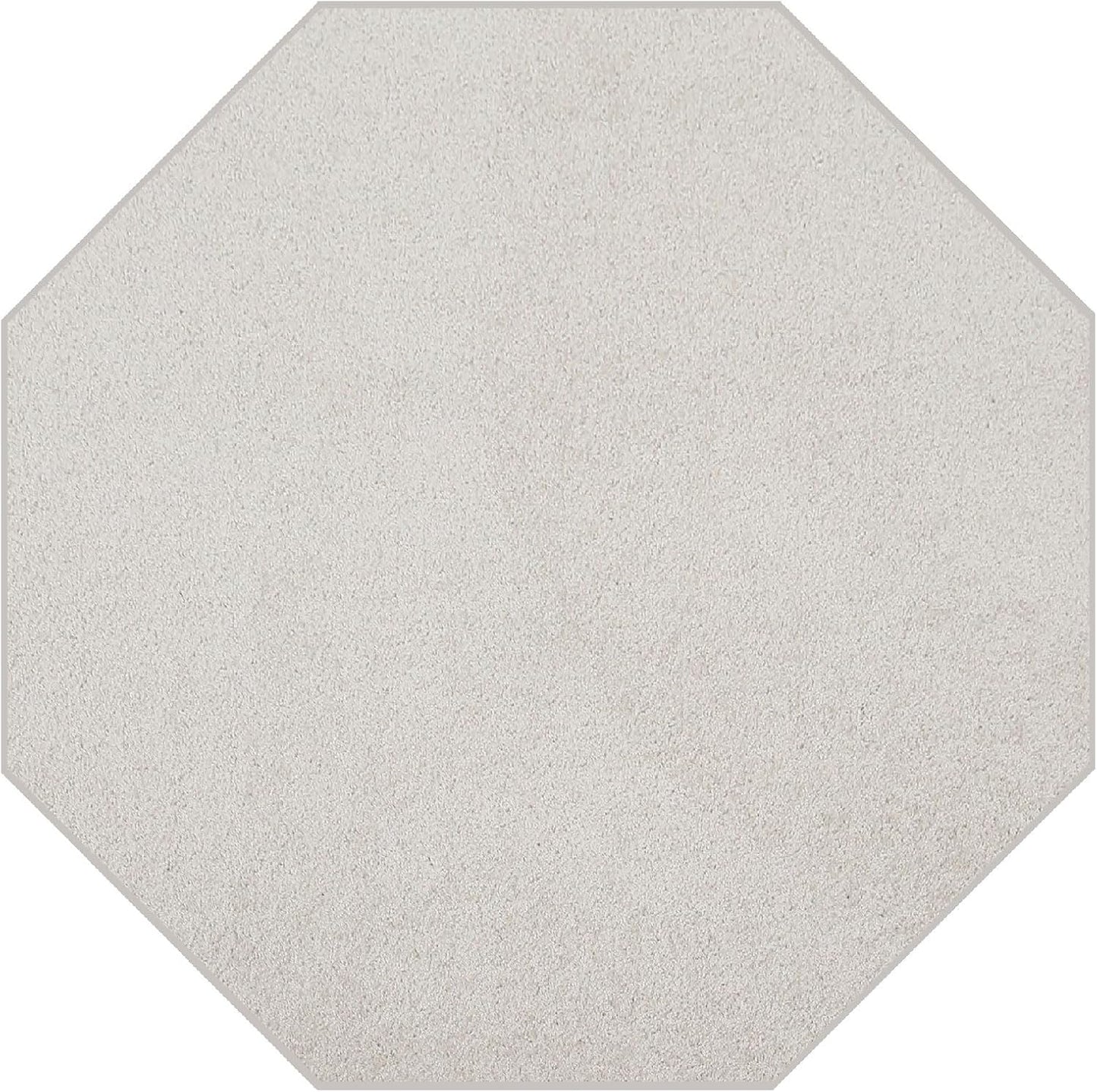 Ambiant Pet Friendly Solid Color Area Rug in Off White - 2ft Octagon