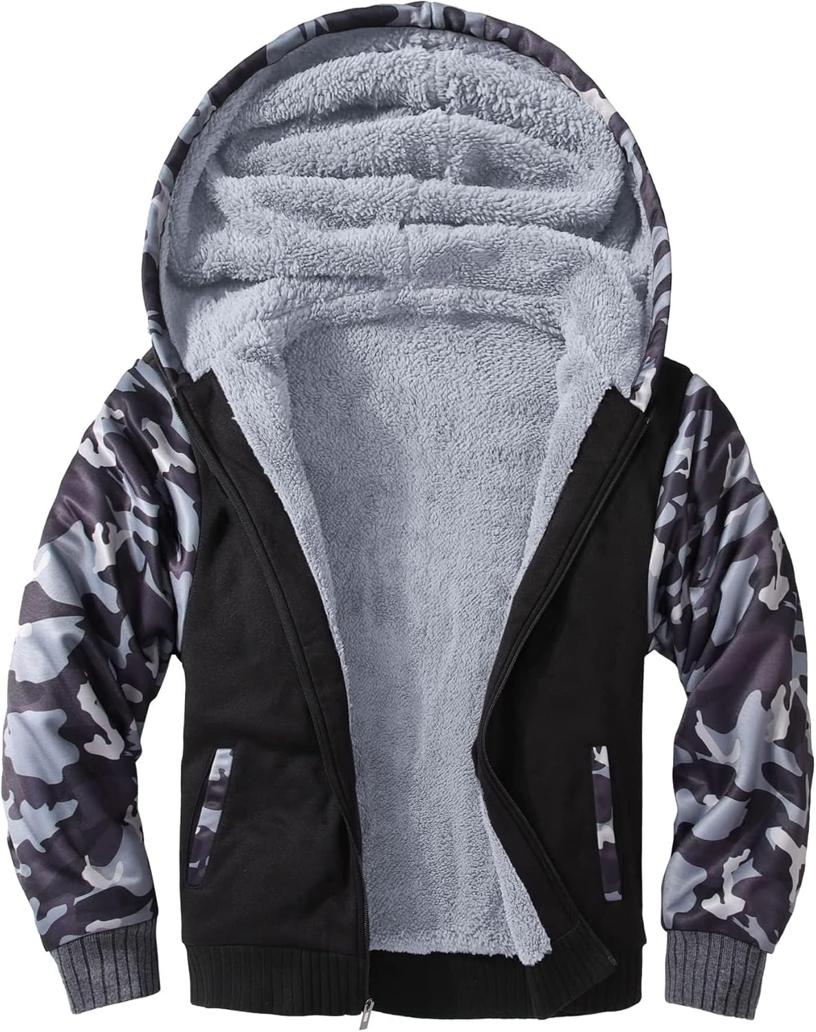 V VALANCH Boys Hoodie Zip Up Fleece Lined Jacket for Kids