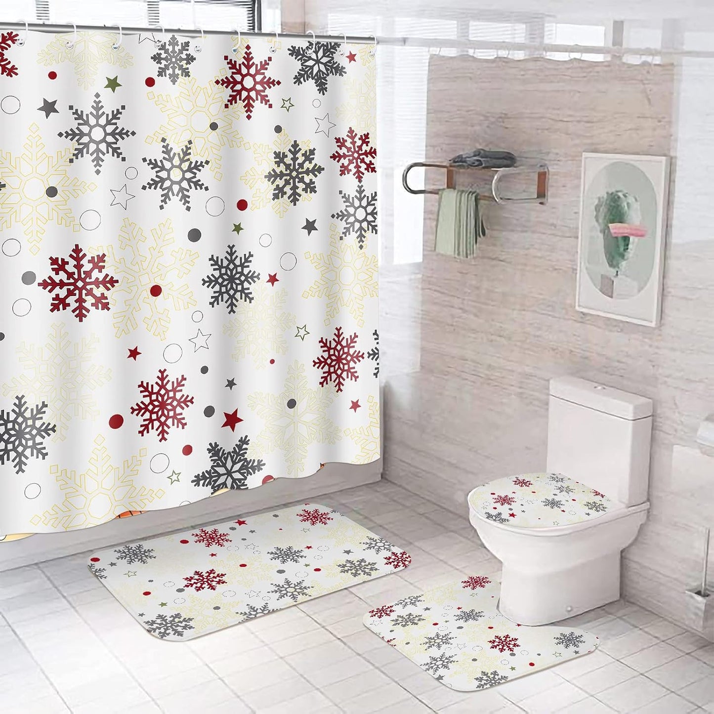 Christmas Snowflakes Bathroom Set - Festive Decor