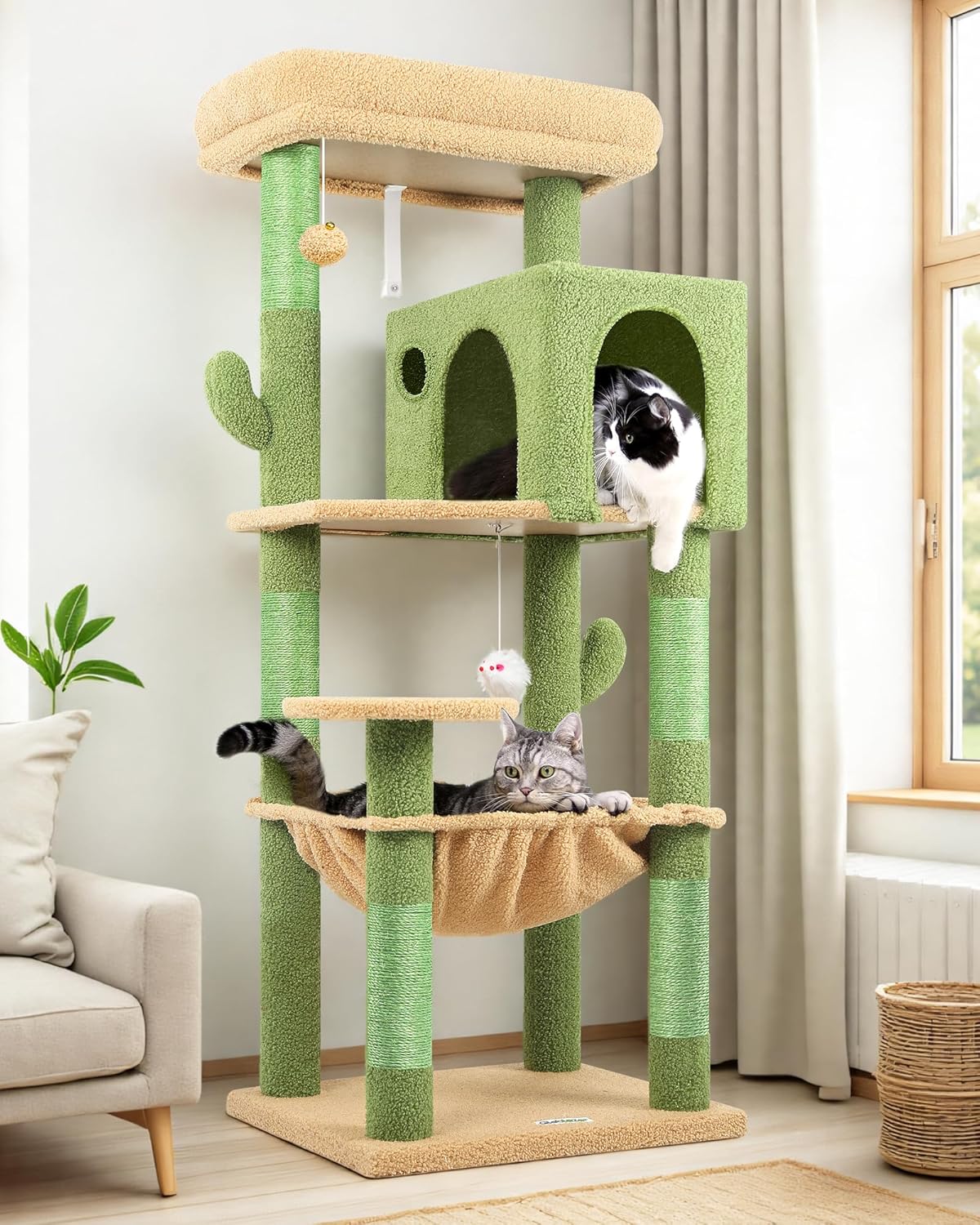 Cactus Cat Tree Tower with Scratching Post for Indoor Cats