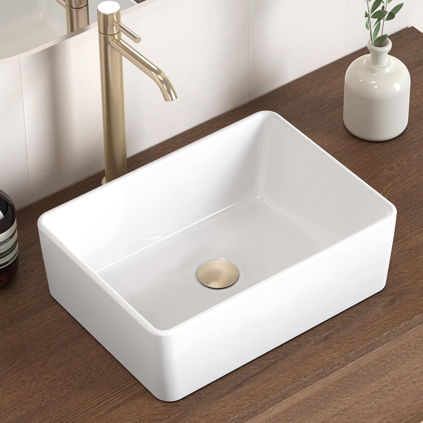 KES Bathroom Vessel Sink - Elegant Rectangular Design for Countertop