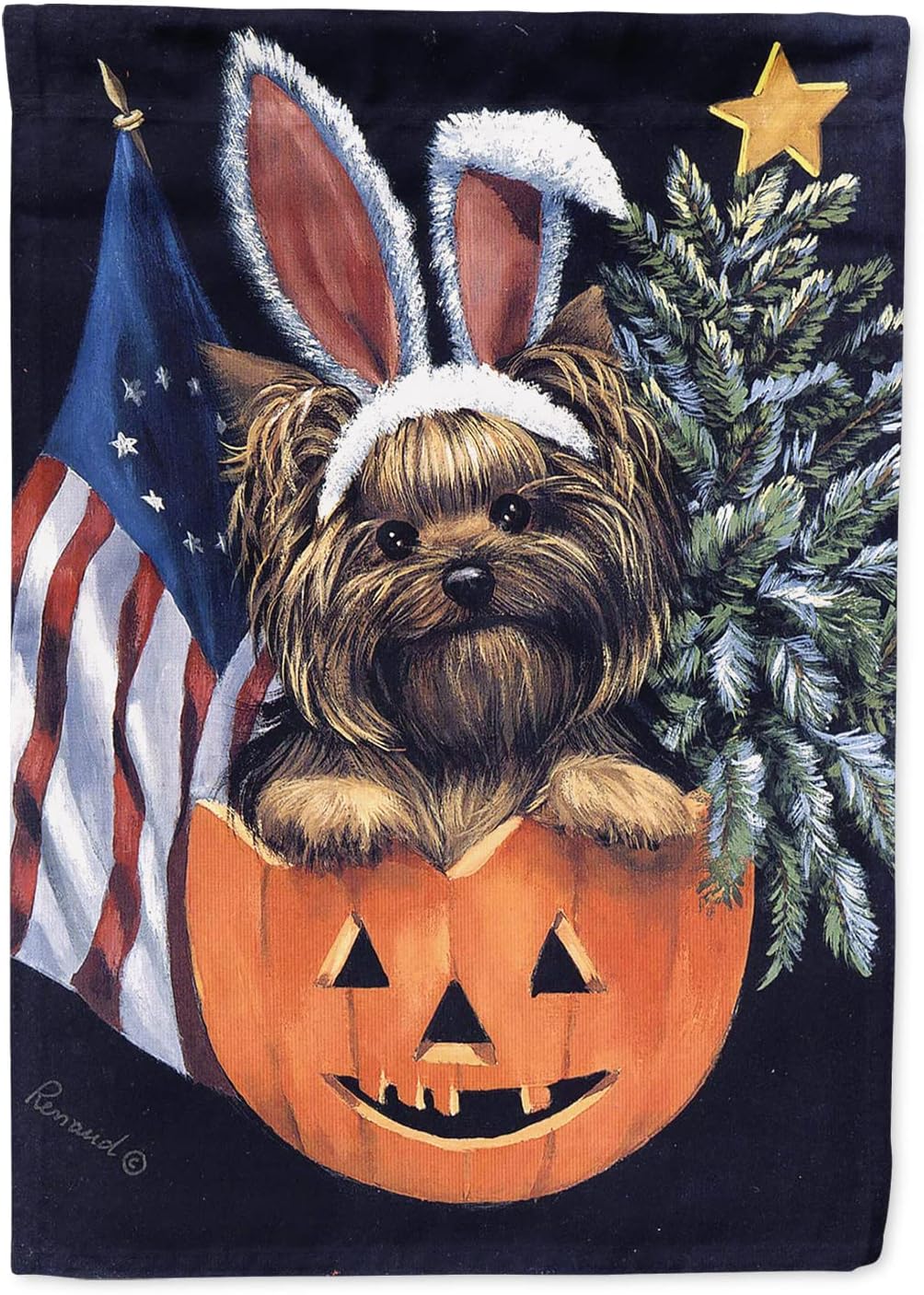 Yorkie for All Seasons House Flag - Large Decorative Banner