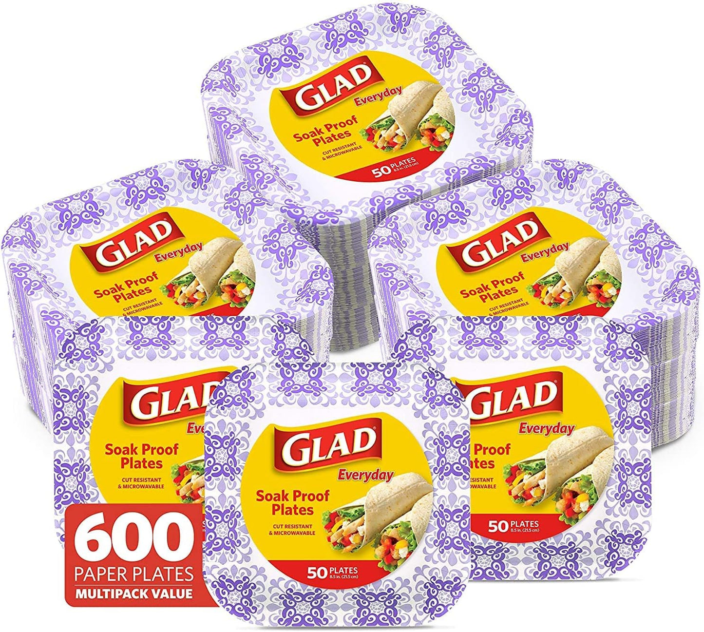Glad Square Disposable Paper Plates - Strong and Soak Proof