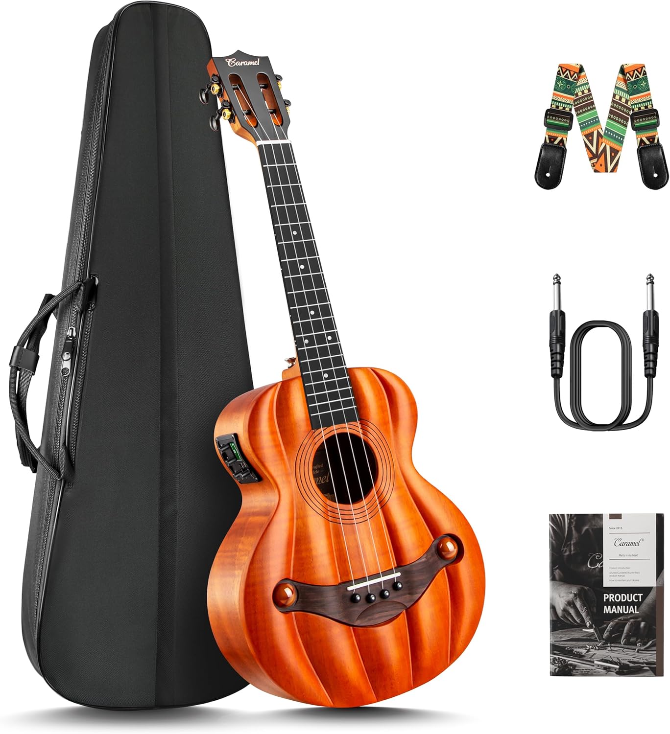 Caramel Pumpkin Style Tenor Ukulele 26 Inch with EQ for Professionals
