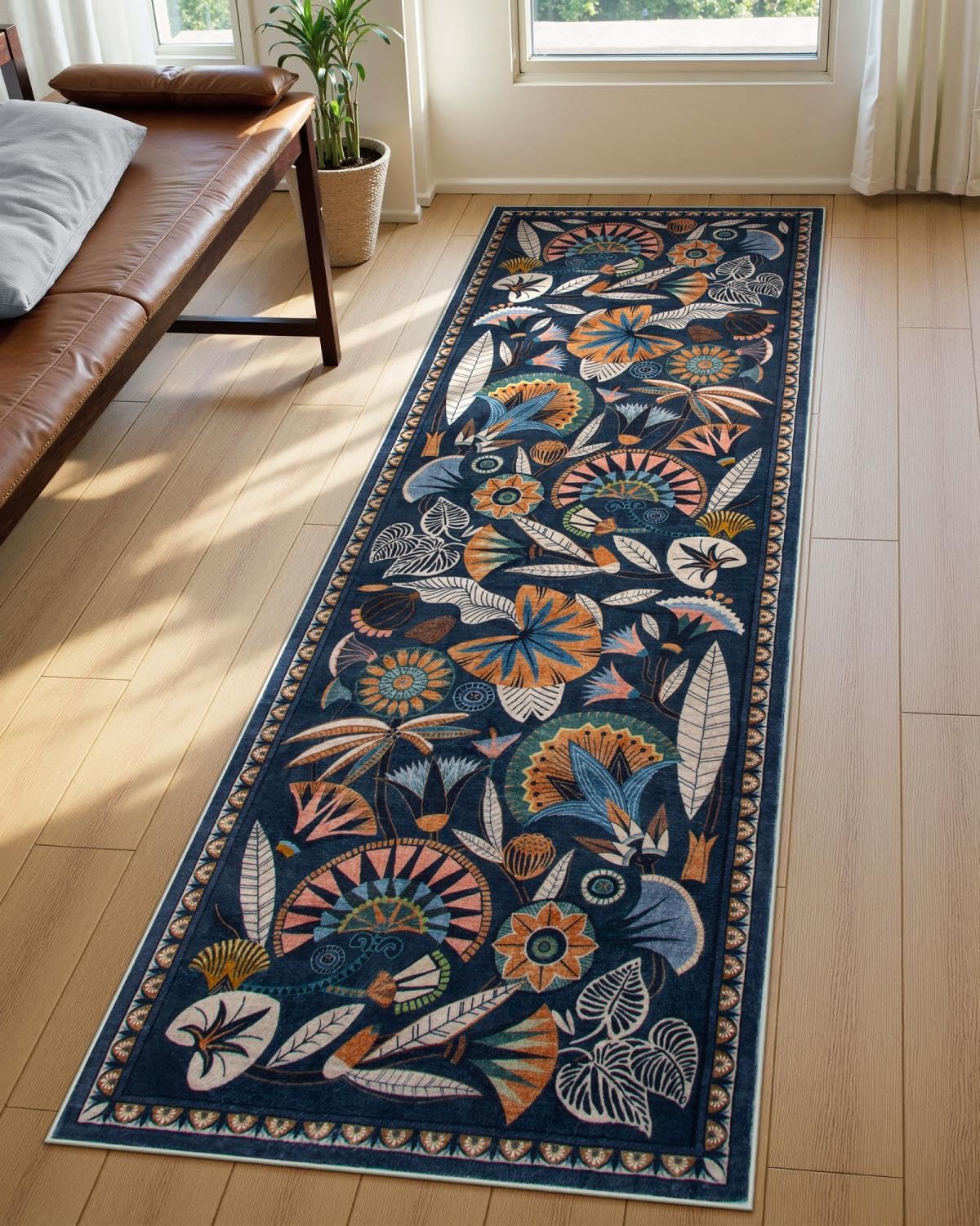 Egypt Floral Kitchen Runner Rugs Non Skid Washable for Home